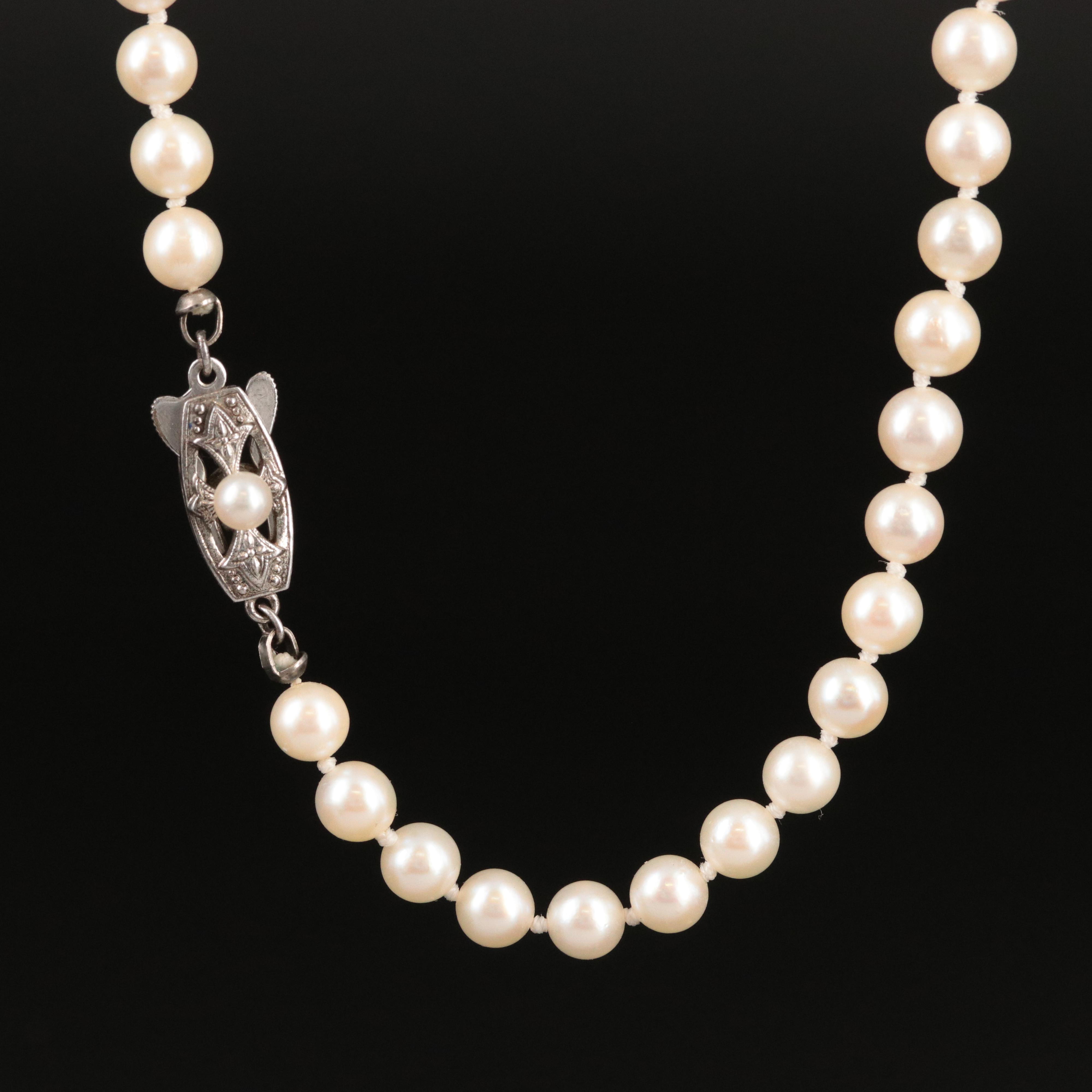 Mikimoto Pearl Necklace with Sterling Clasp