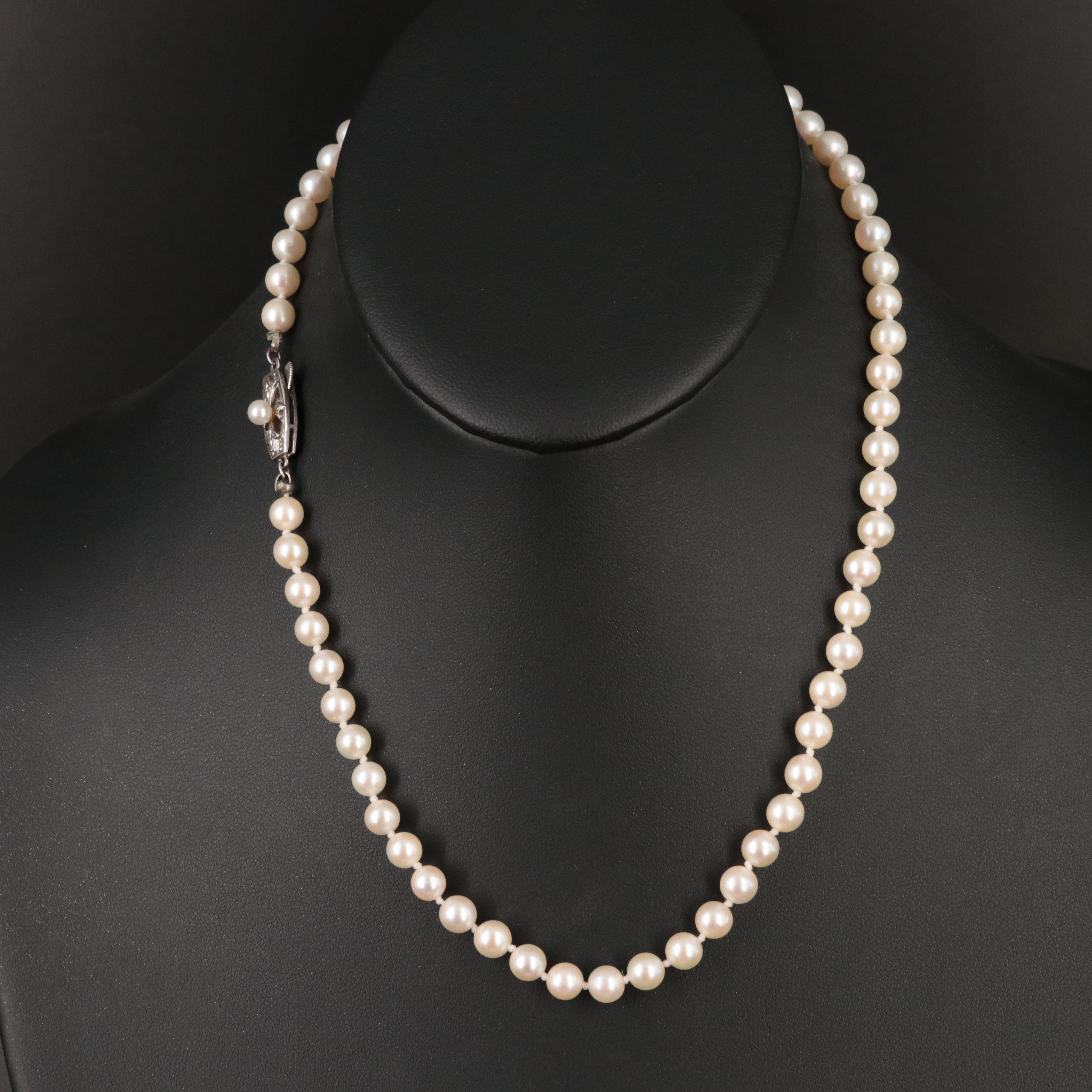 Mikimoto Pearl Necklace with Sterling Clasp