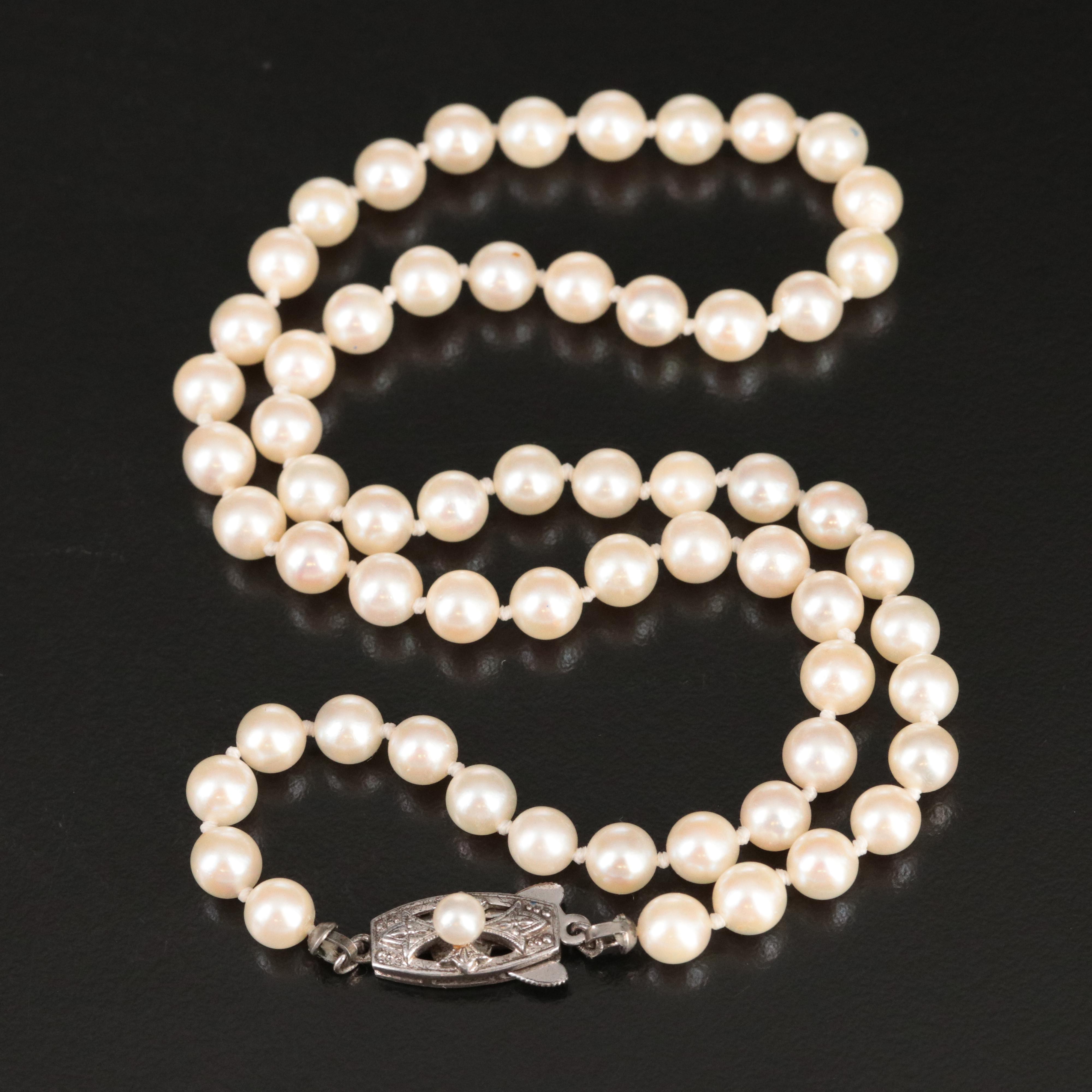Mikimoto Pearl Necklace with Sterling Clasp