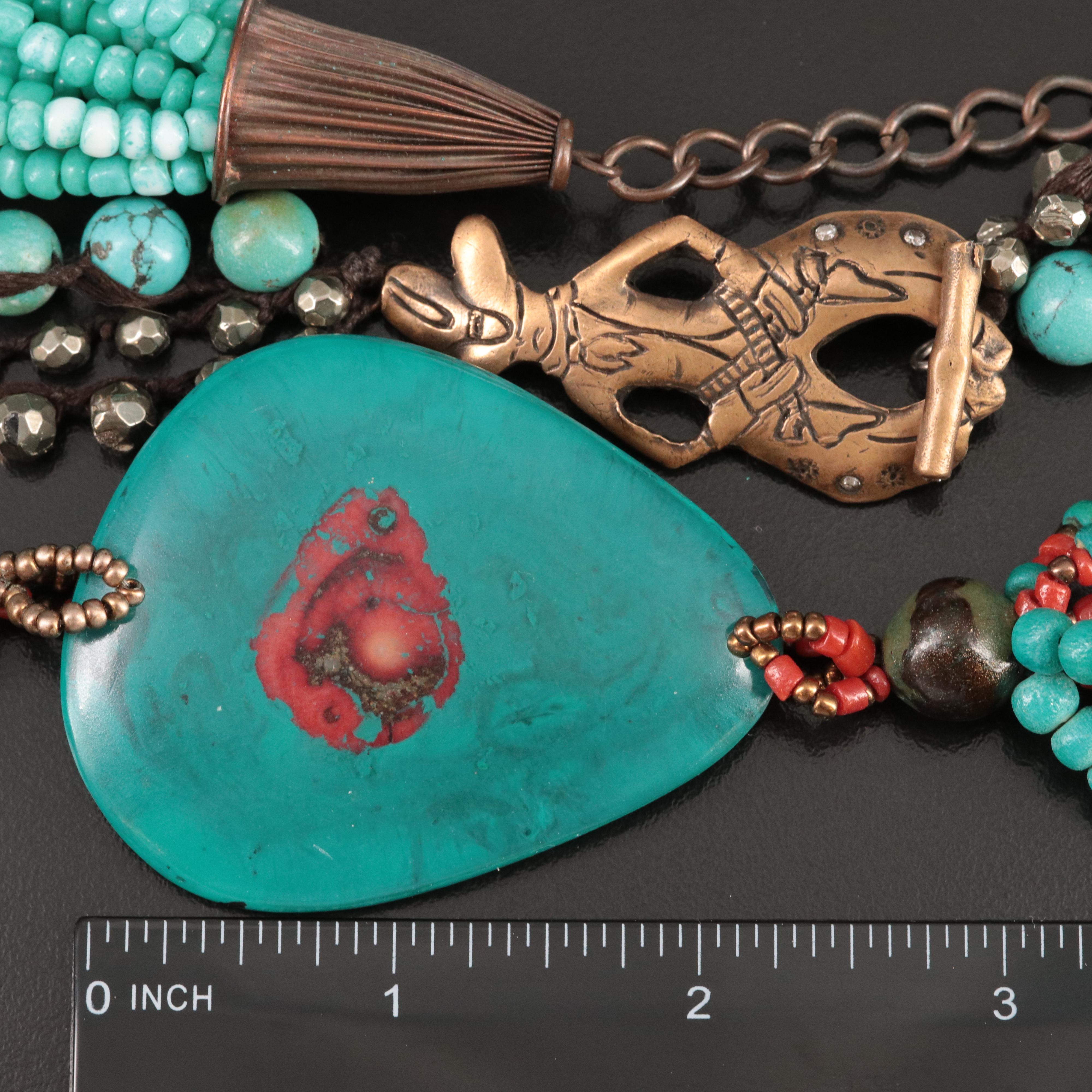 Multi Strand Coral, CZ and Wood Bead Necklaces