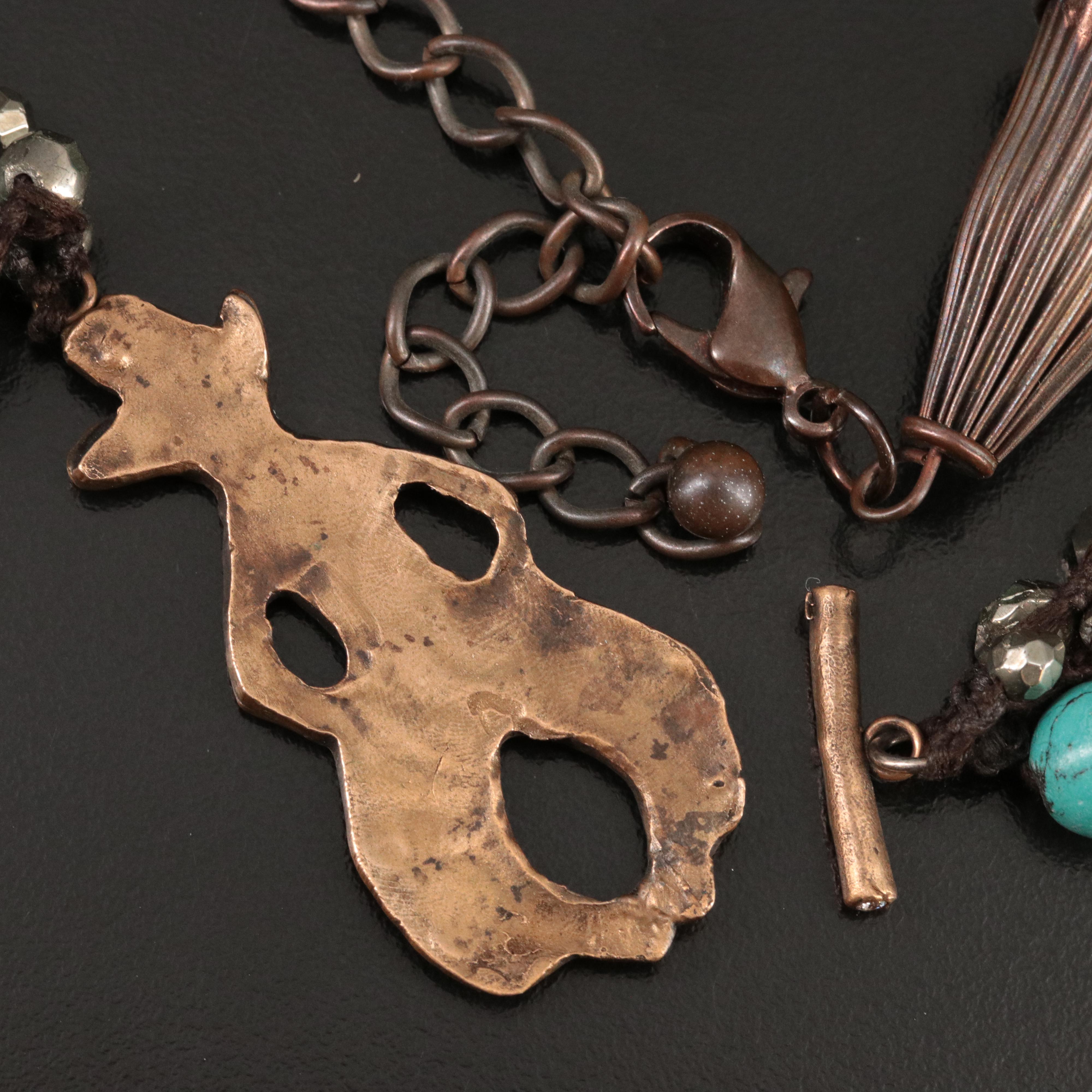 Multi Strand Coral, CZ and Wood Bead Necklaces