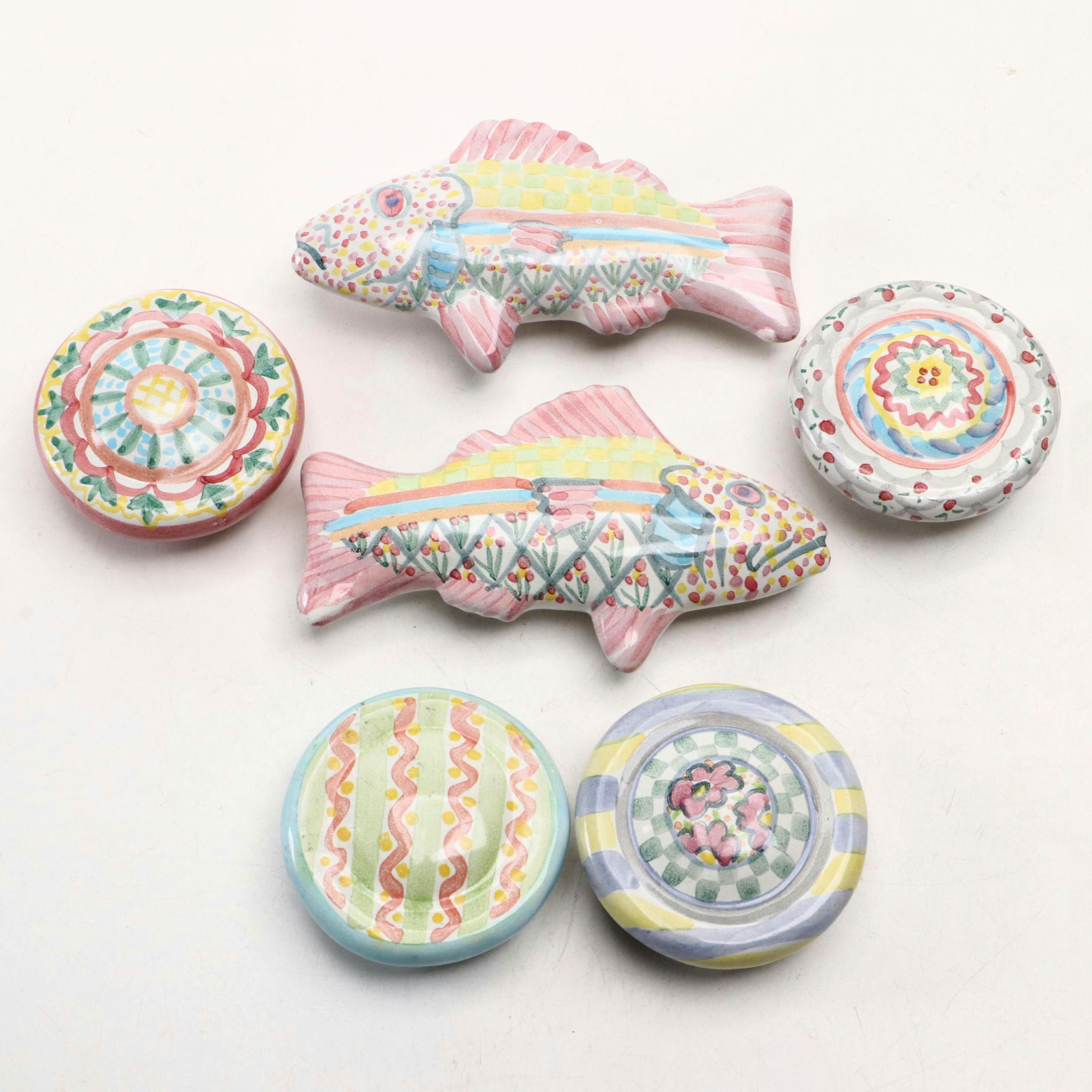 MacKenzie-Childs Hand-Painted Figural Fish and More Ceramic Cabinet Knobs