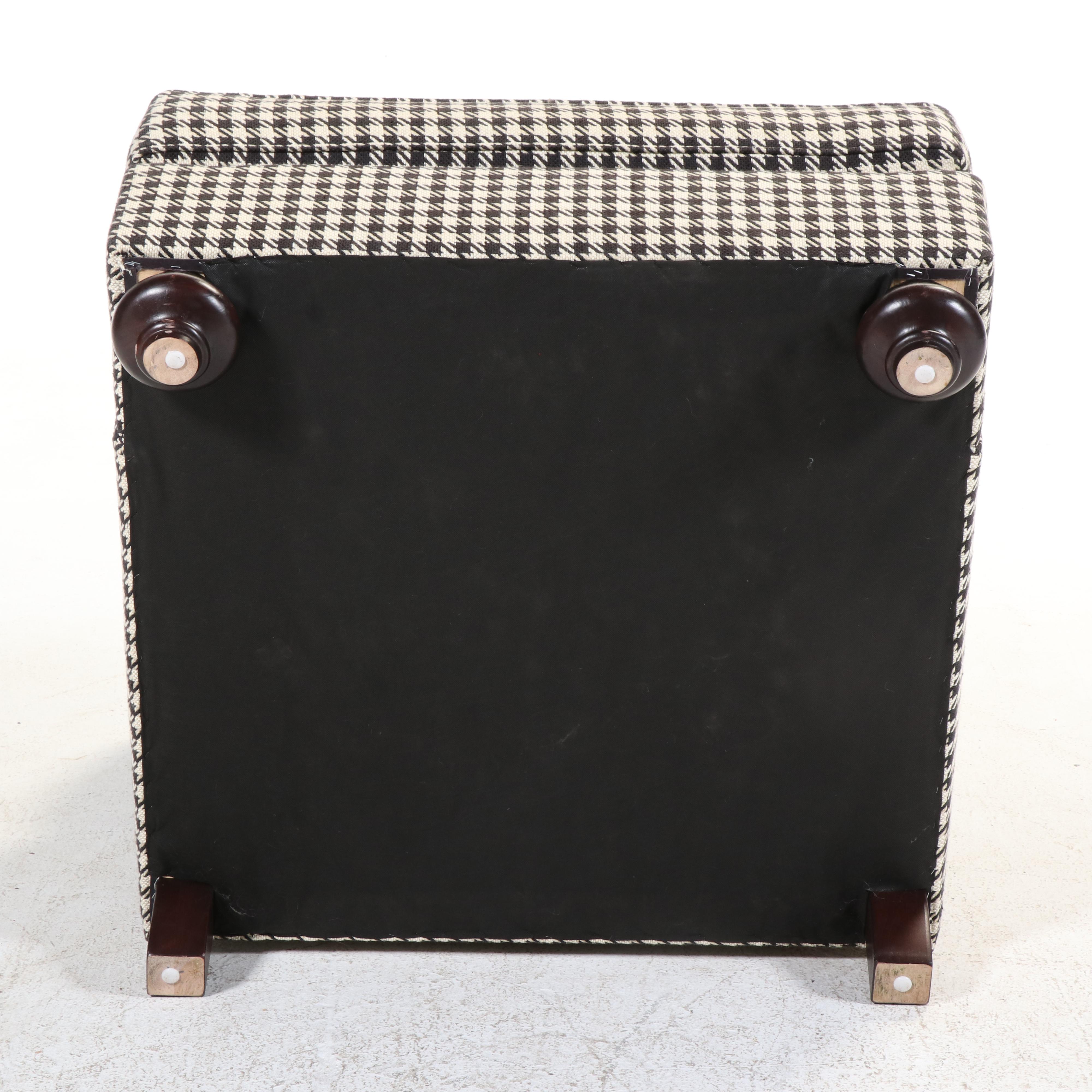 Henredon Houndstooth-Upholstered English Roll-Arm Easy Chair