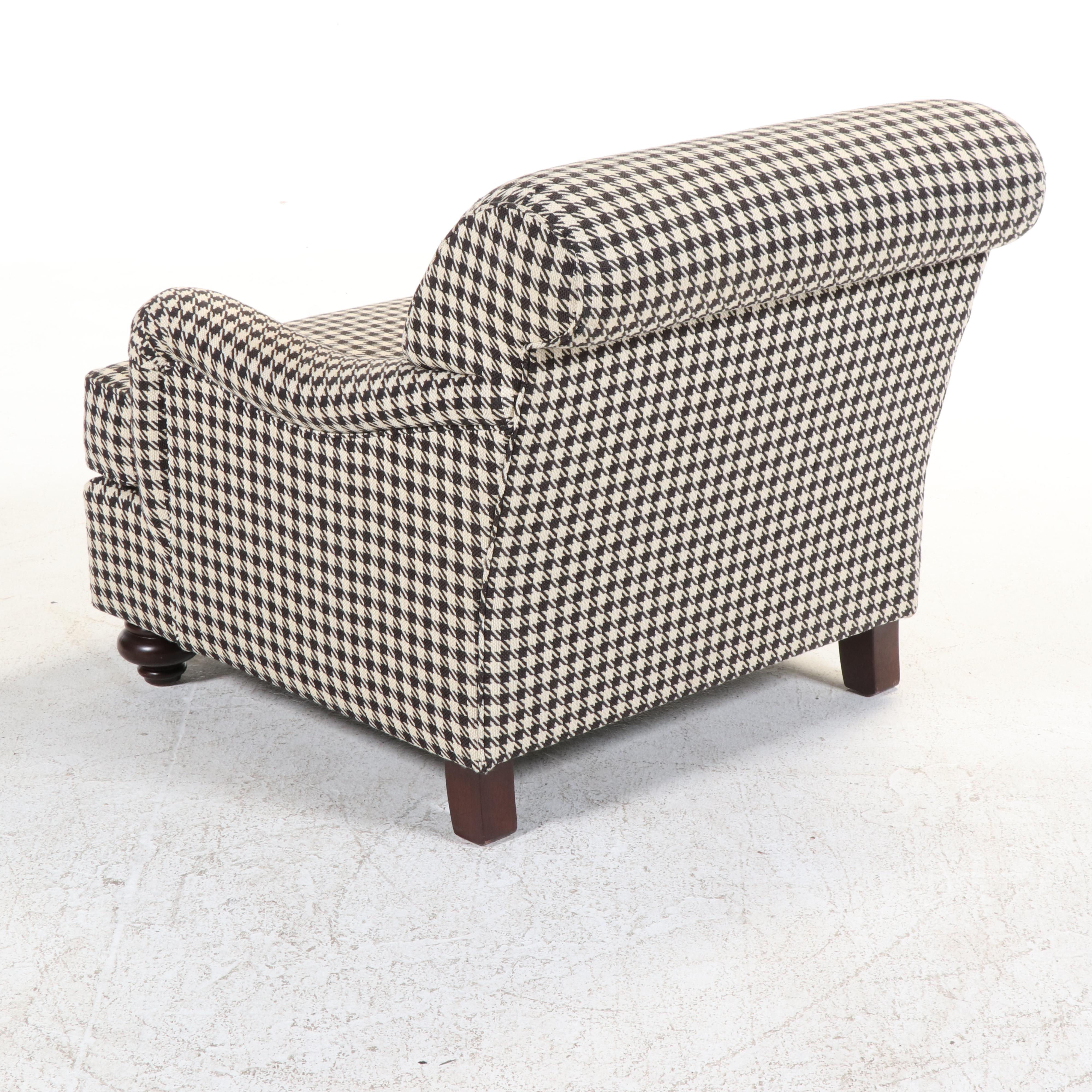 Henredon Houndstooth-Upholstered English Roll-Arm Easy Chair