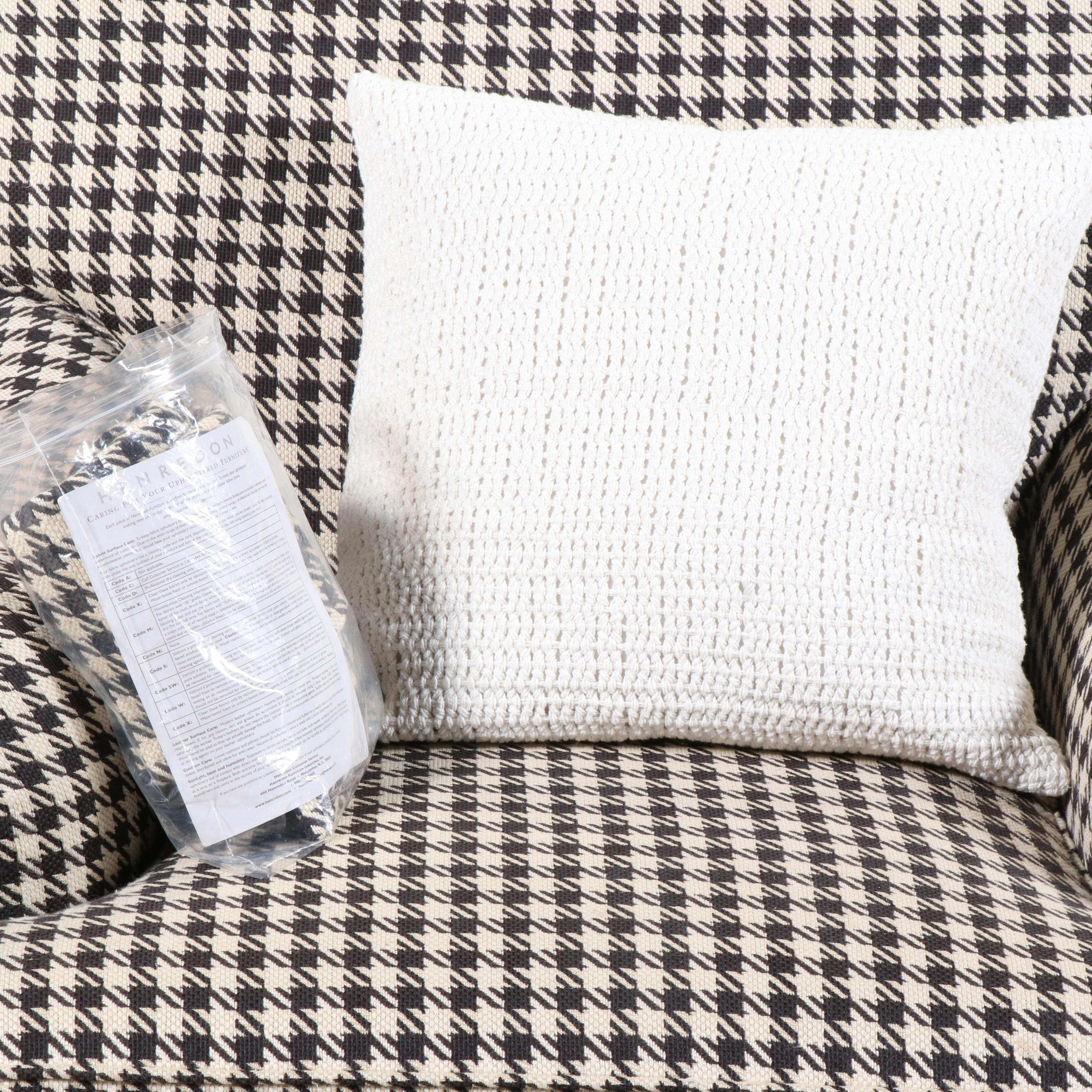 Henredon Houndstooth-Upholstered English Roll-Arm Easy Chair