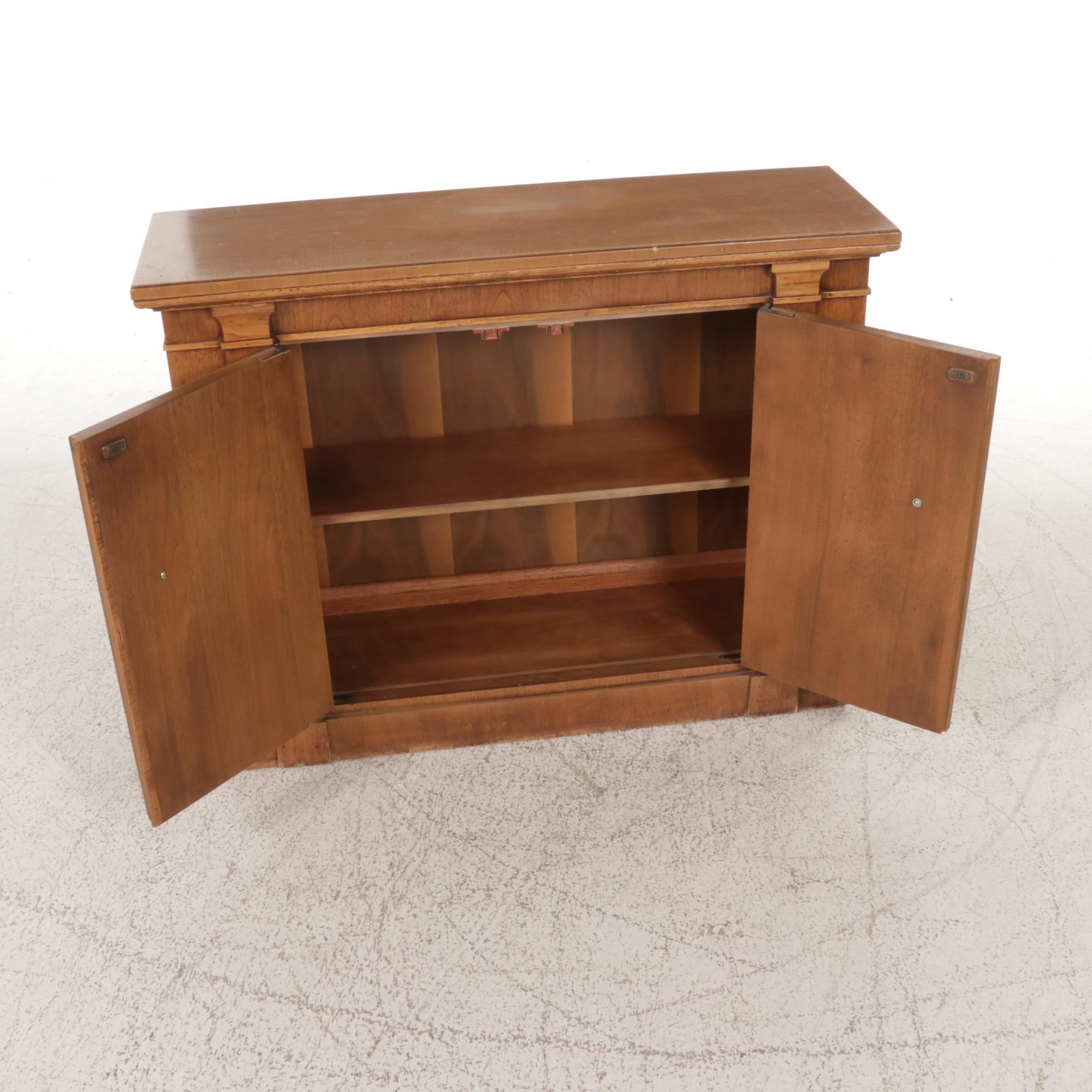 Thomasville Italian Neoclassical Style Walnut Console Cabinet, 1960s