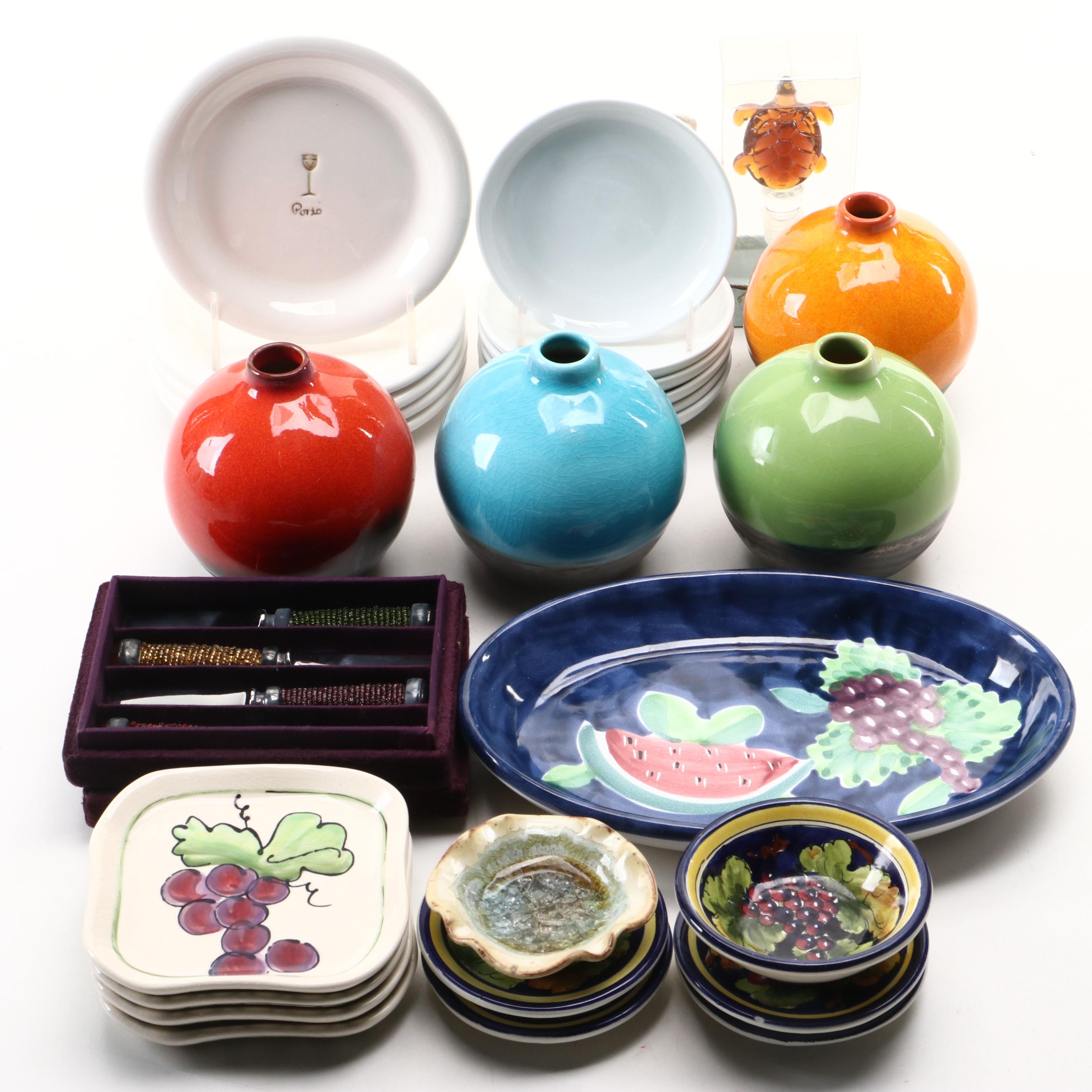 Williams-Somona Ceramic Plates with Glazed Ceramic Vases and More
