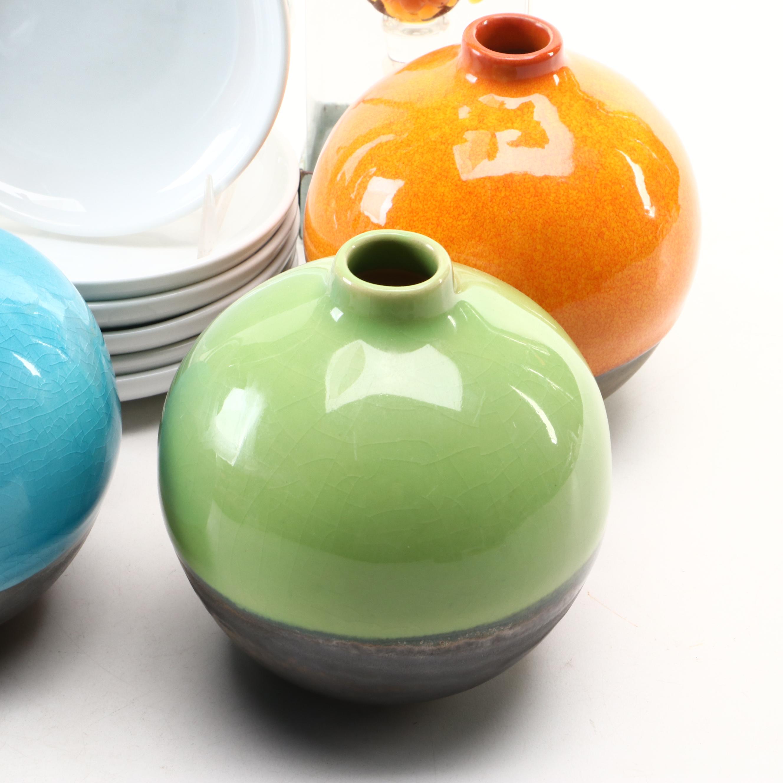 Williams-Somona Ceramic Plates with Glazed Ceramic Vases and More
