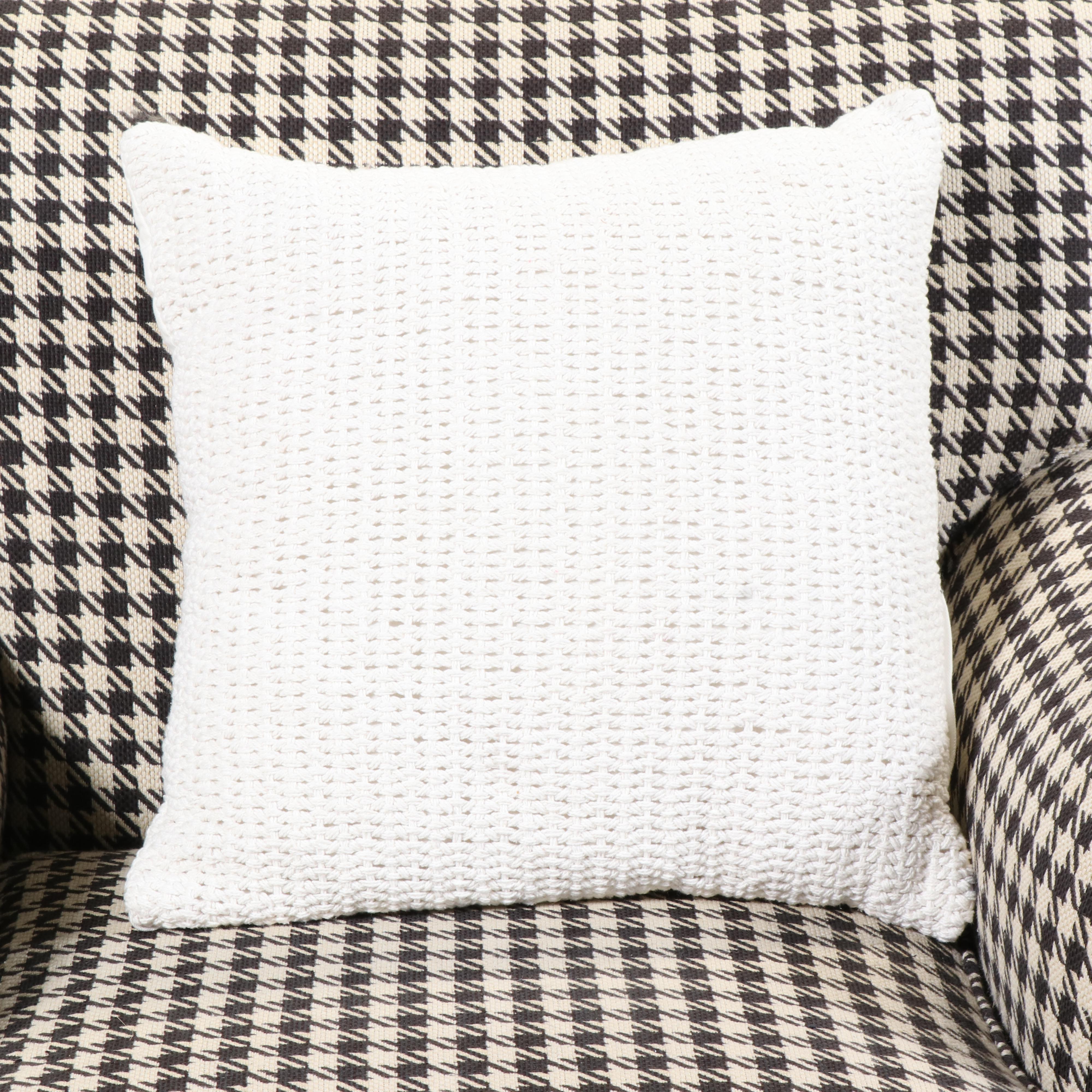 Henredon Houndstooth-Upholstered English Roll-Arm Easy Chair