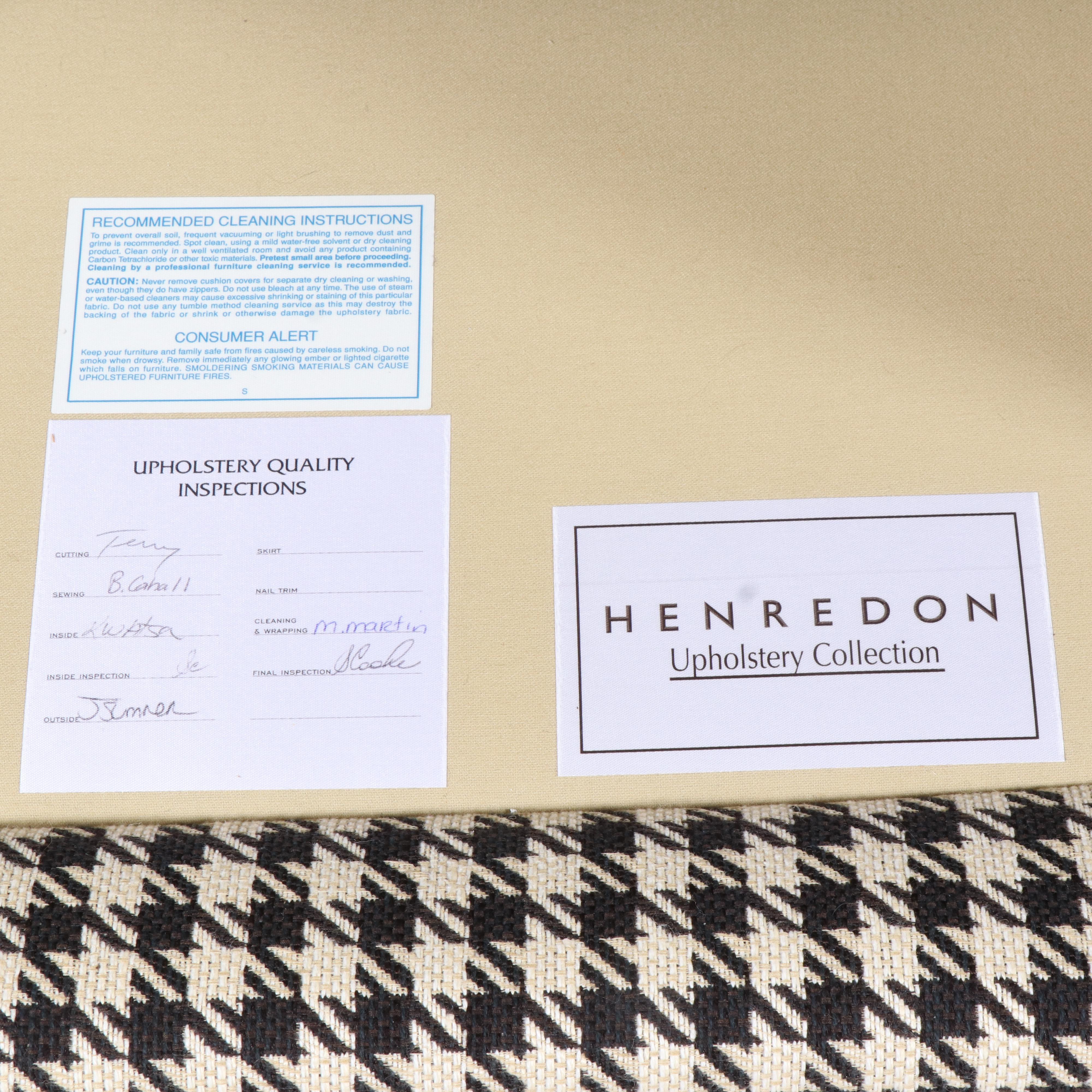 Henredon Houndstooth-Upholstered English Roll-Arm Easy Chair