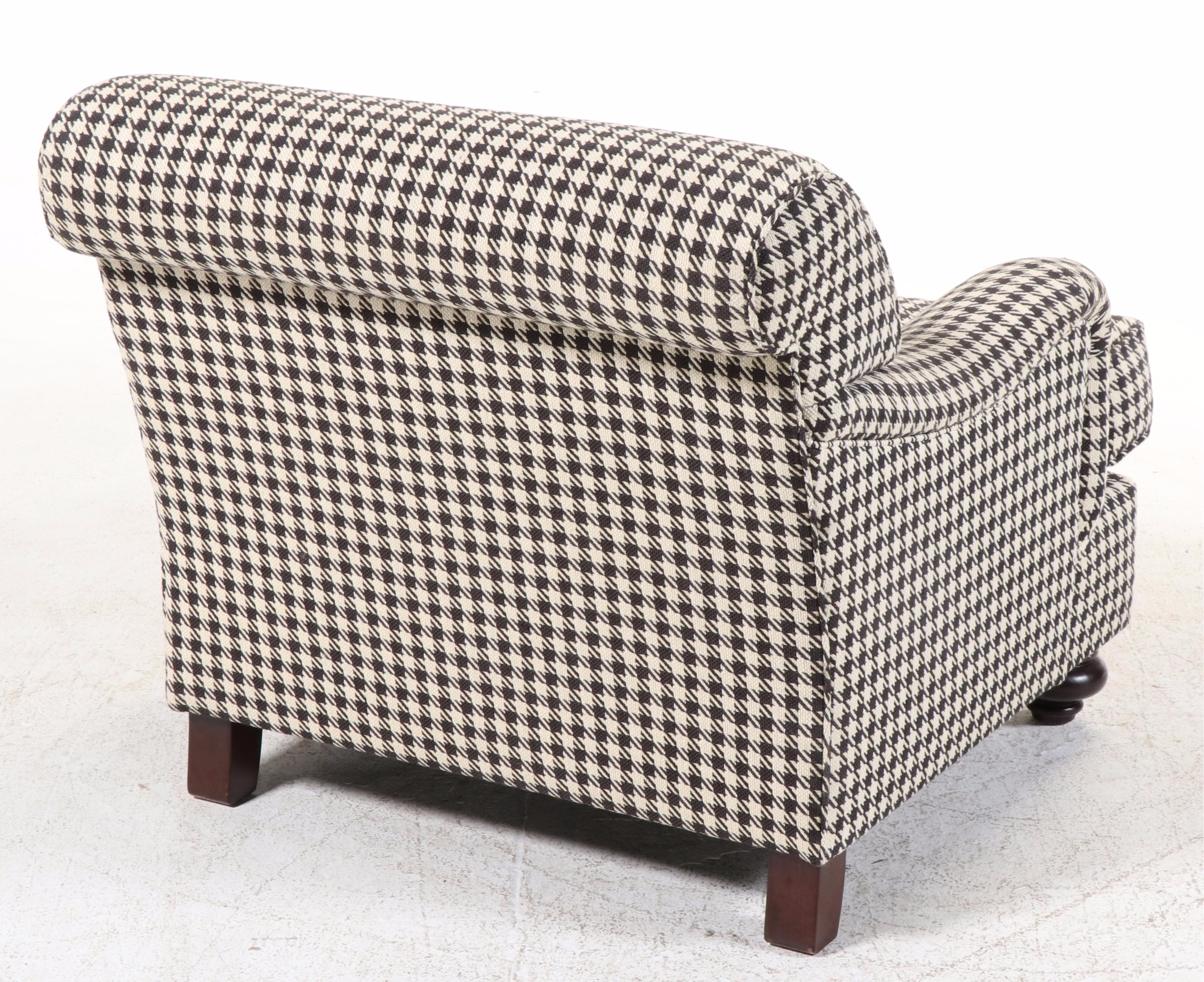 Henredon Houndstooth-Upholstered English Roll-Arm Easy Chair