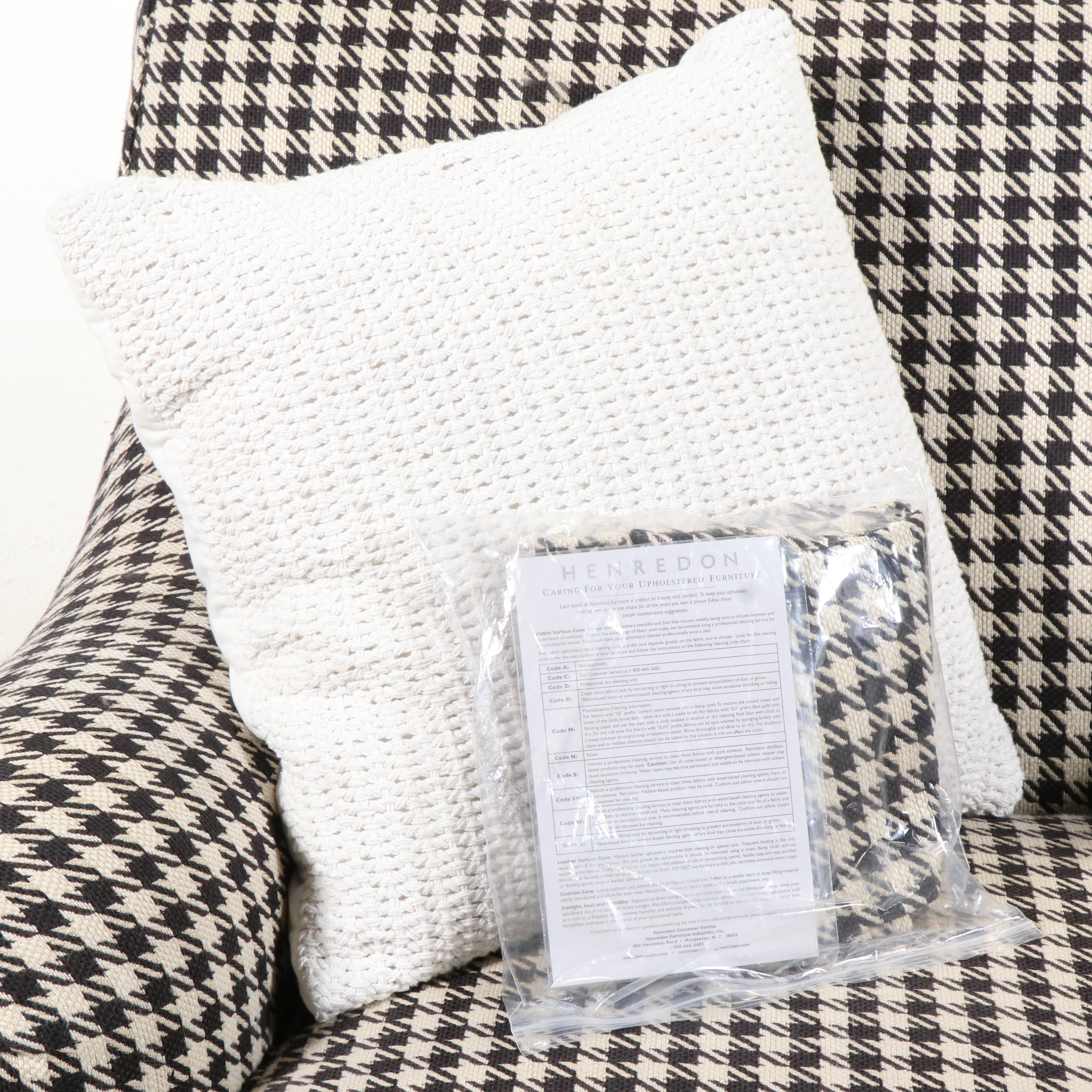 Henredon Houndstooth-Upholstered English Roll-Arm Easy Chair