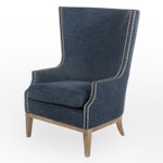 Four Hands Cerused Hardwood and Buttoned-Down Armchair with Nailheads