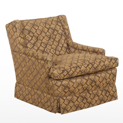 Custom-Upholstered Swivel Armchair, Mid to Late 20th Century