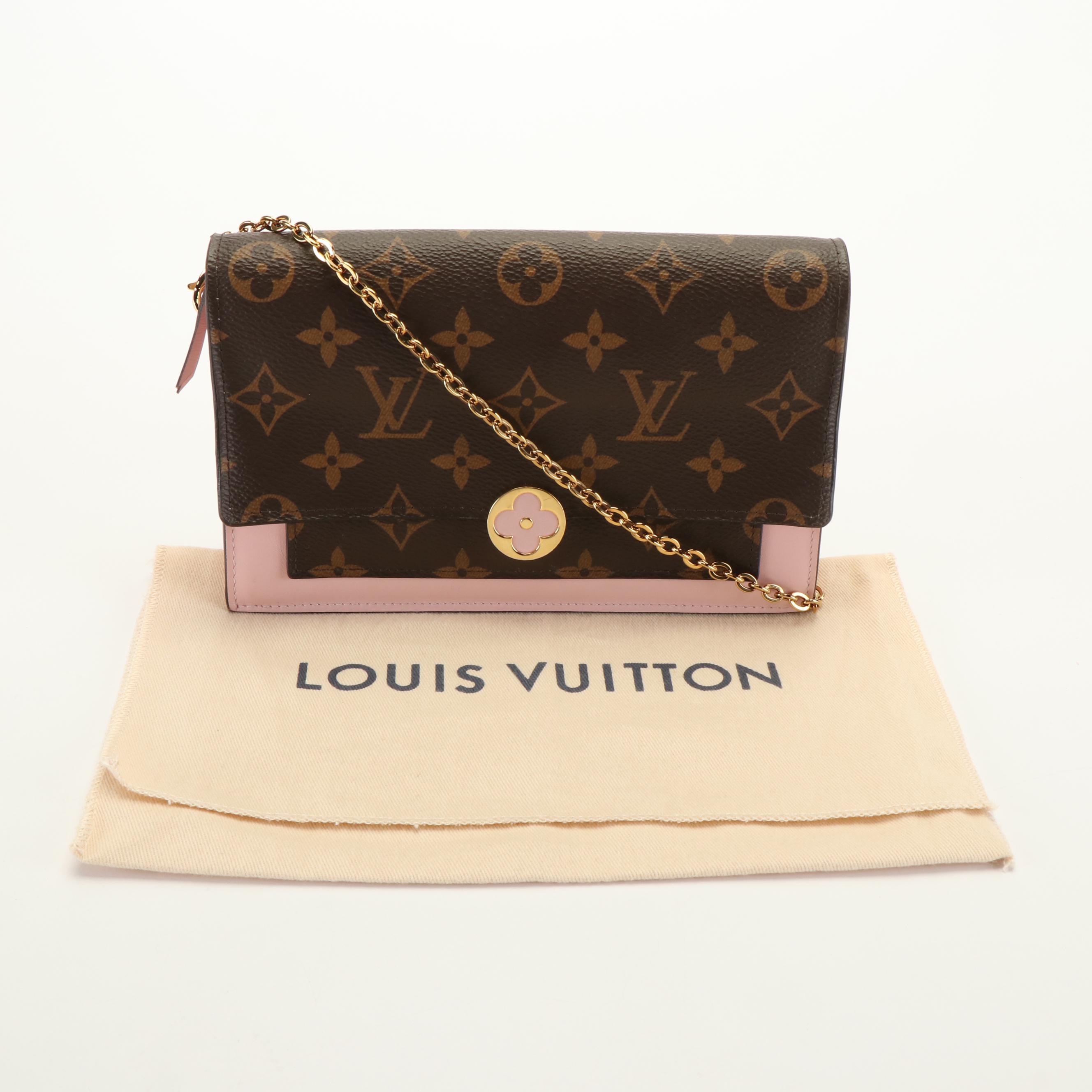 Louis Vuitton  Flore Monogram Canvas and Pink Leather Chain Wallet