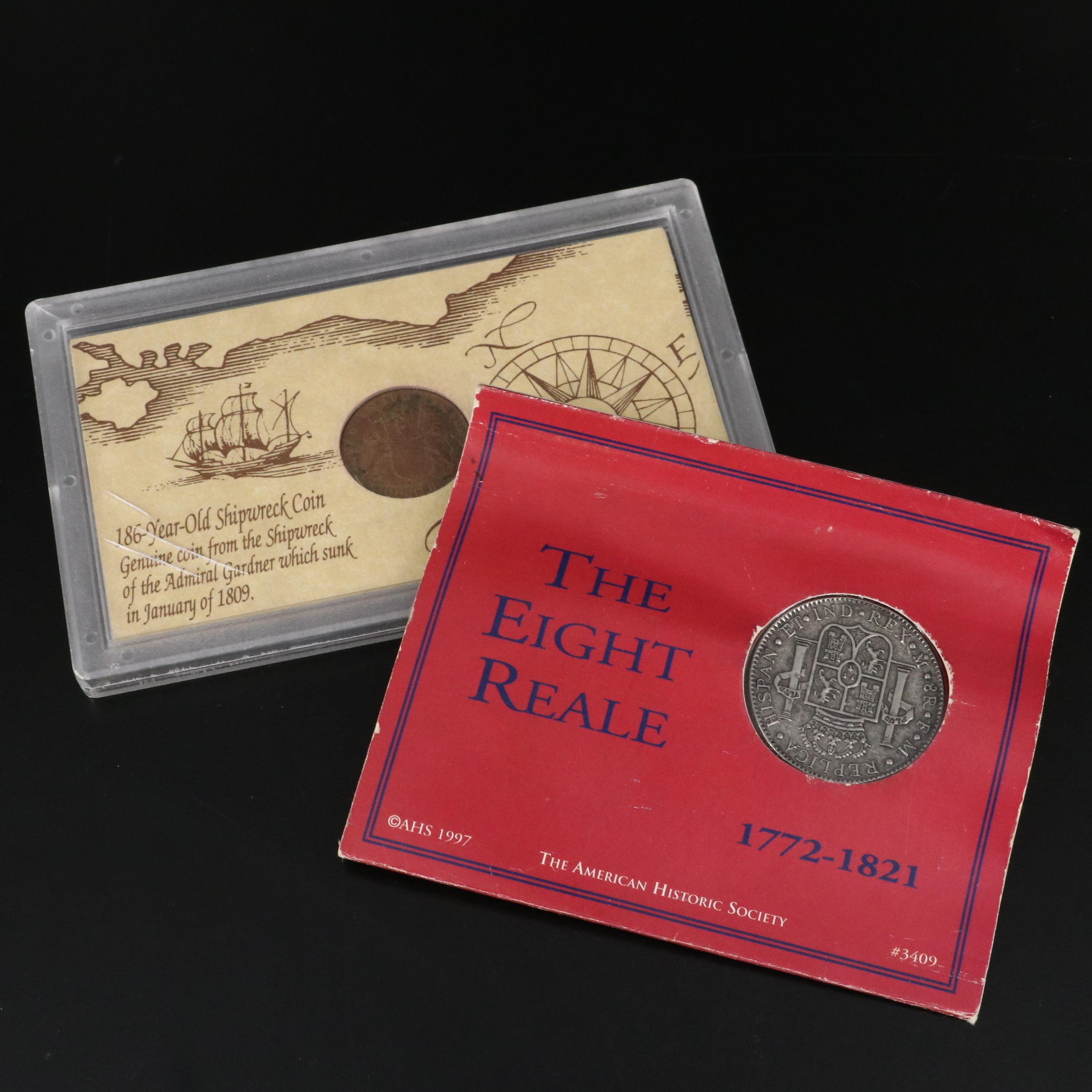 1808 Shipwreck Coin and 8-Reales Reproduction Coin