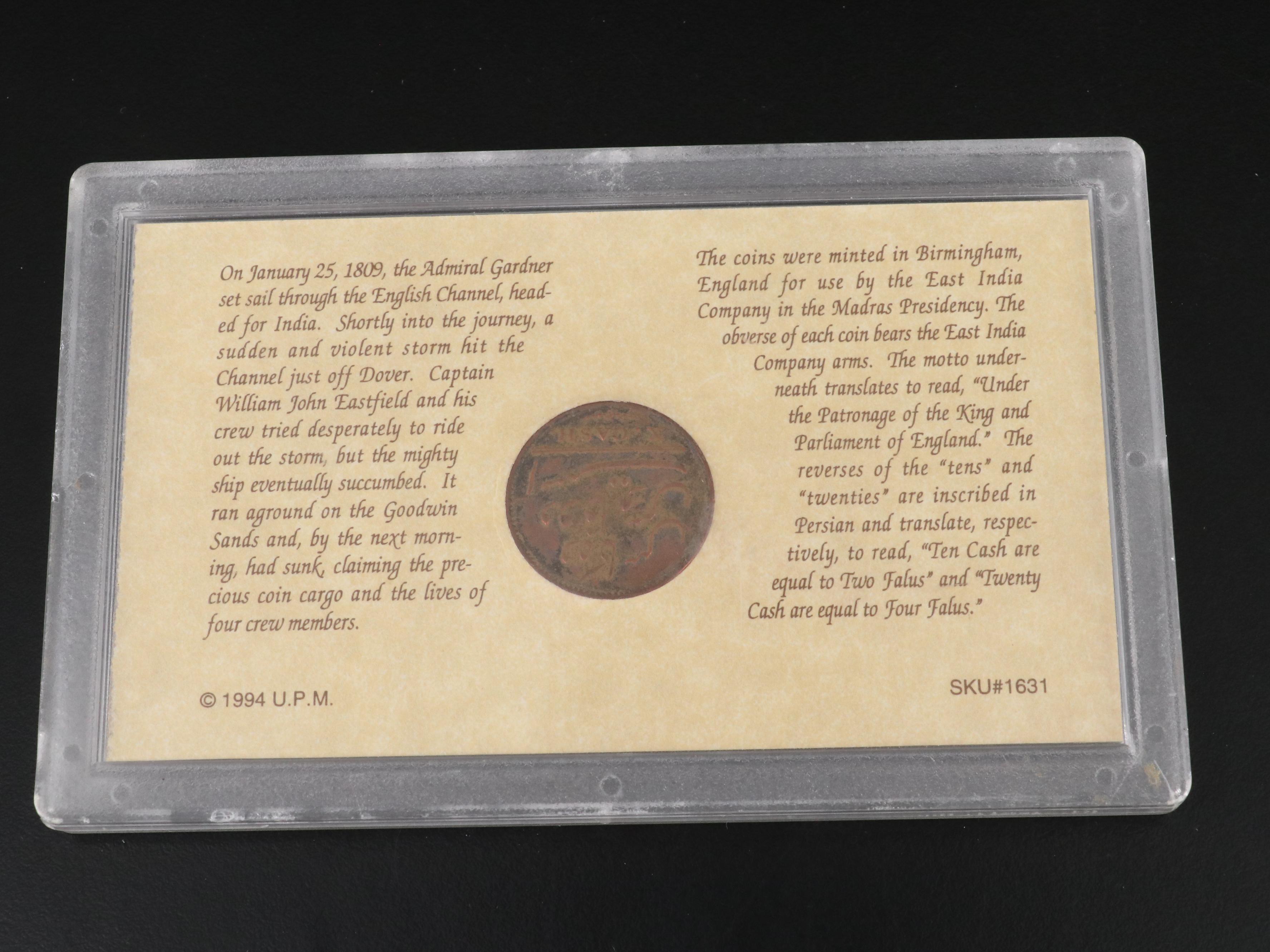 1808 Shipwreck Coin and 8-Reales Reproduction Coin