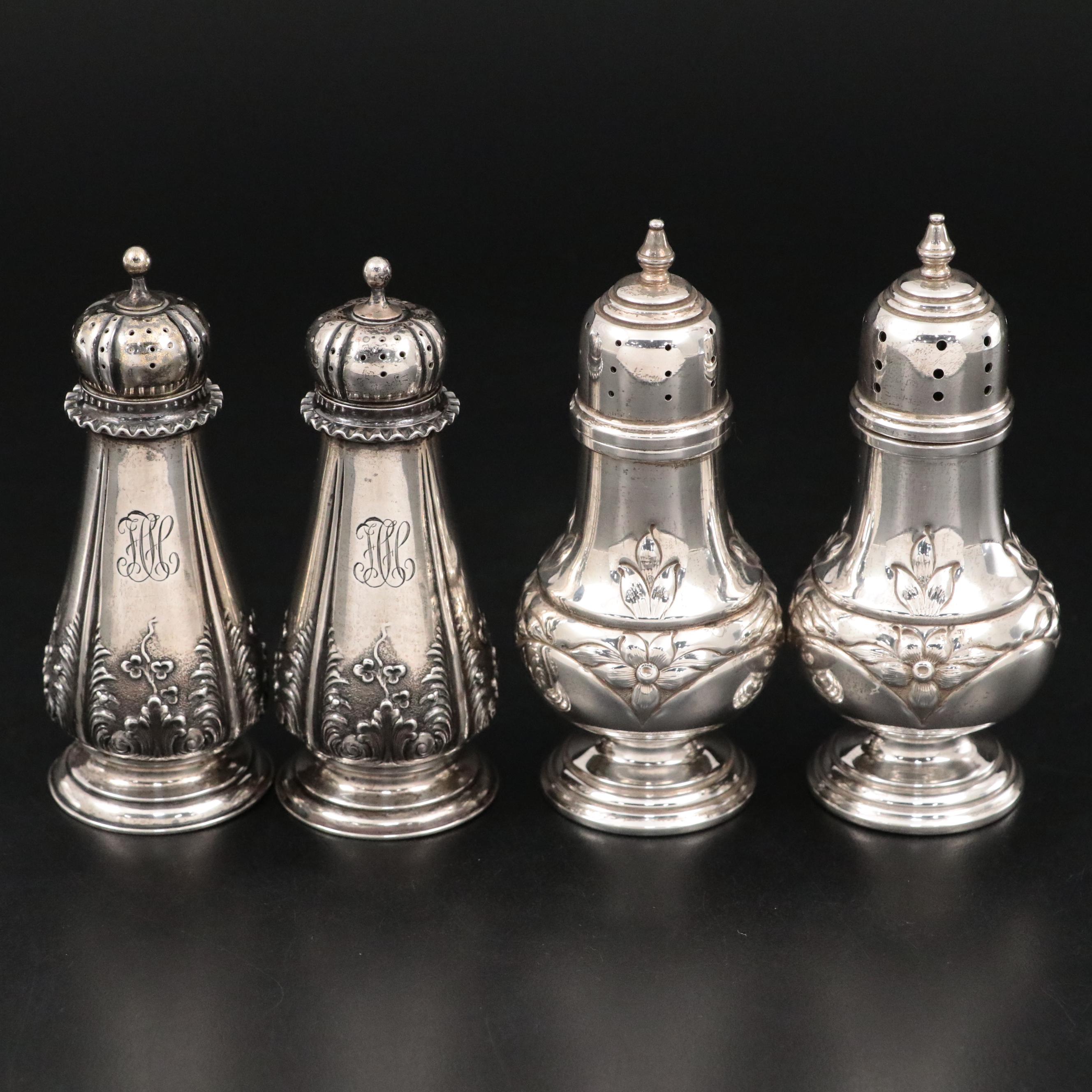 Tiffany & Co. and Dunkirk Silversmiths Sterling Silver Salt and Pepper Shakers