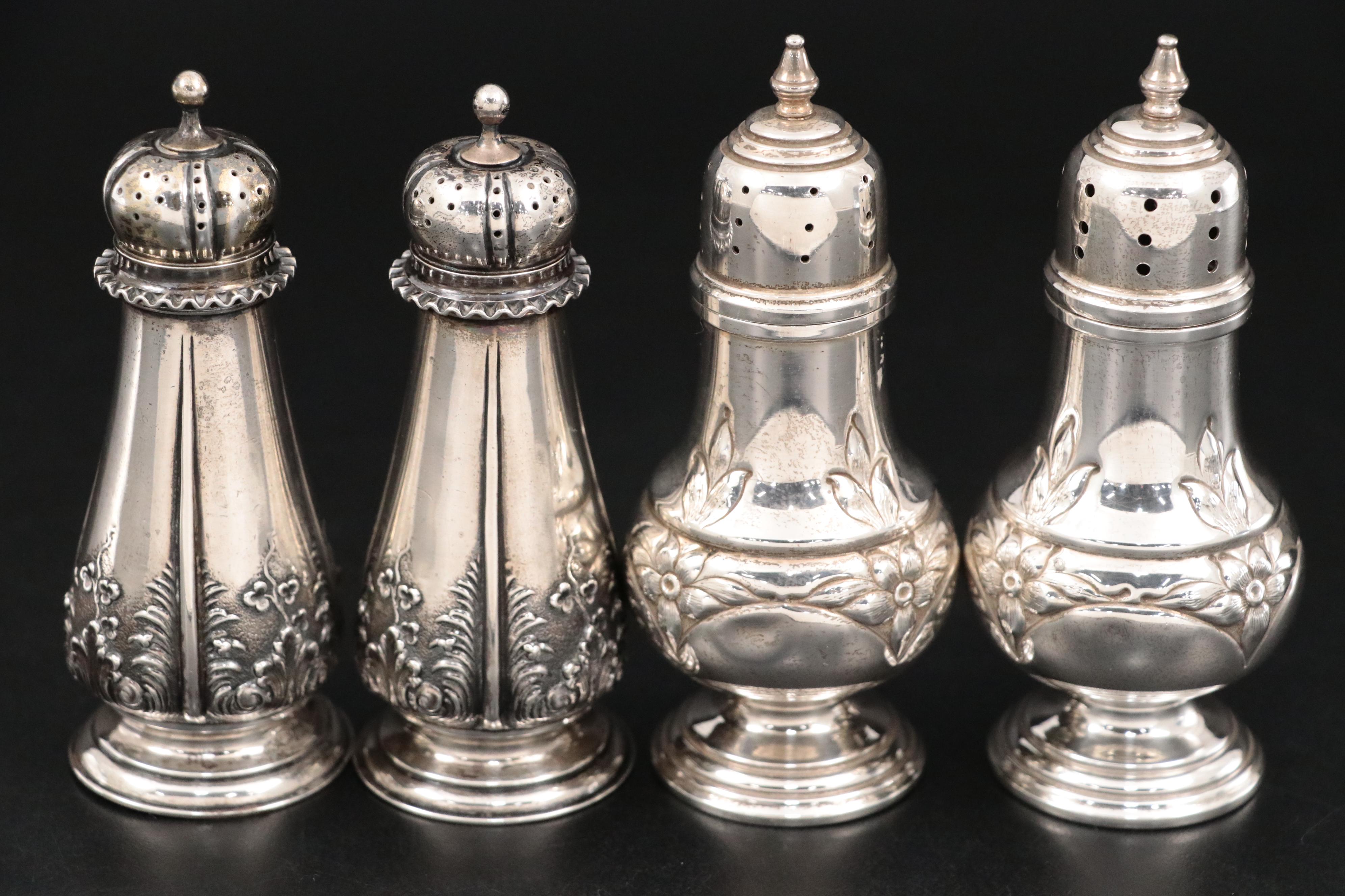 Tiffany & Co. and Dunkirk Silversmiths Sterling Silver Salt and Pepper Shakers