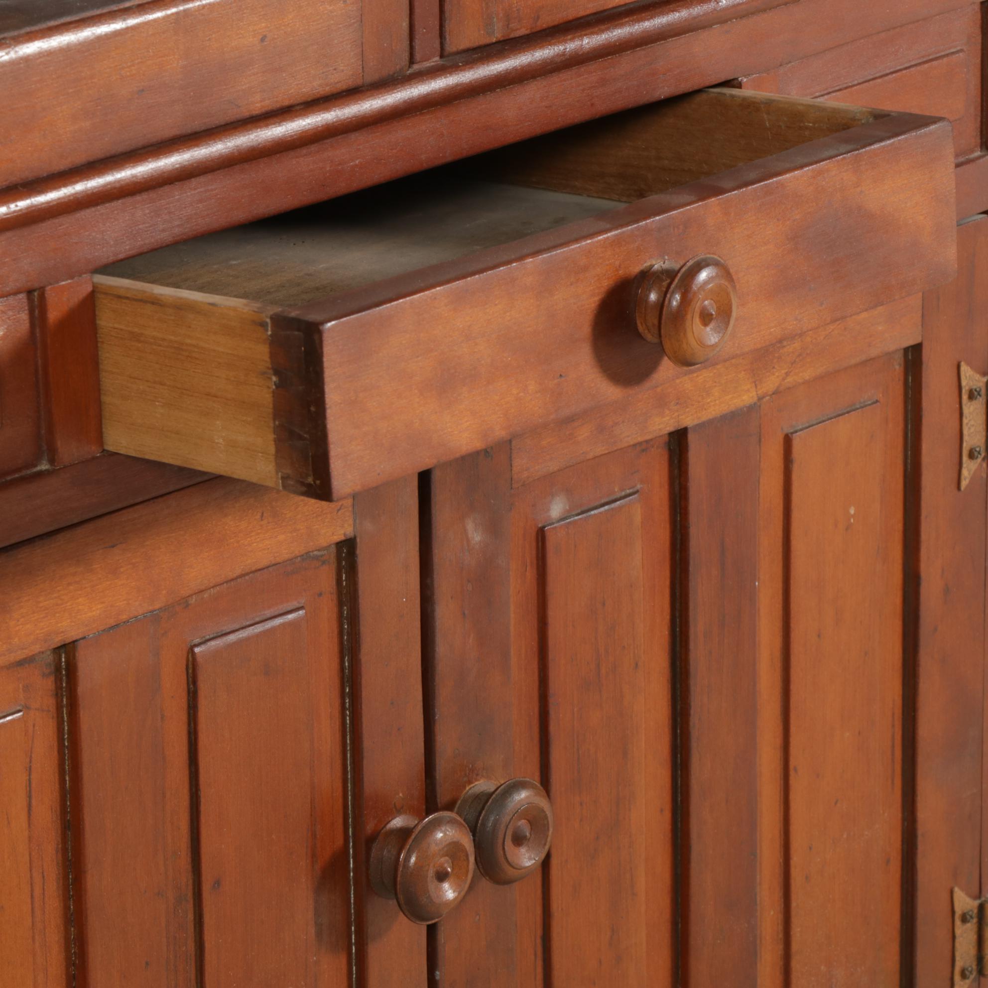 American Primitive Walnut Corner Cupboard, Mid to Late 19th Century