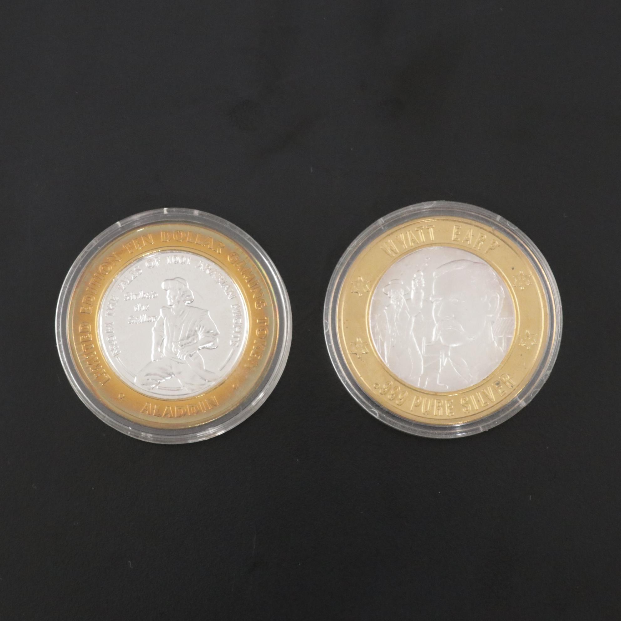 Two Limited Edition 99.9% Silver $10 Gaming Tokens