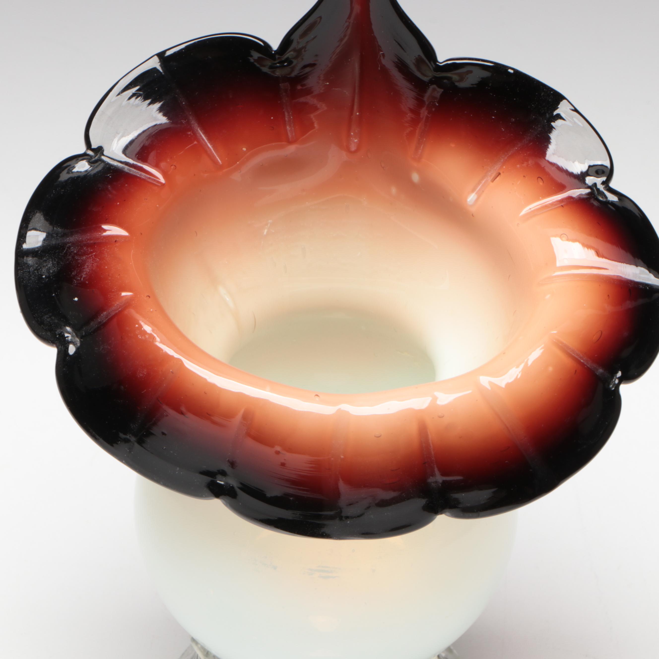 Victorian Style Jack-in-The-Pulpit Vase, Fostoria Glass Bowl, Glass Candies