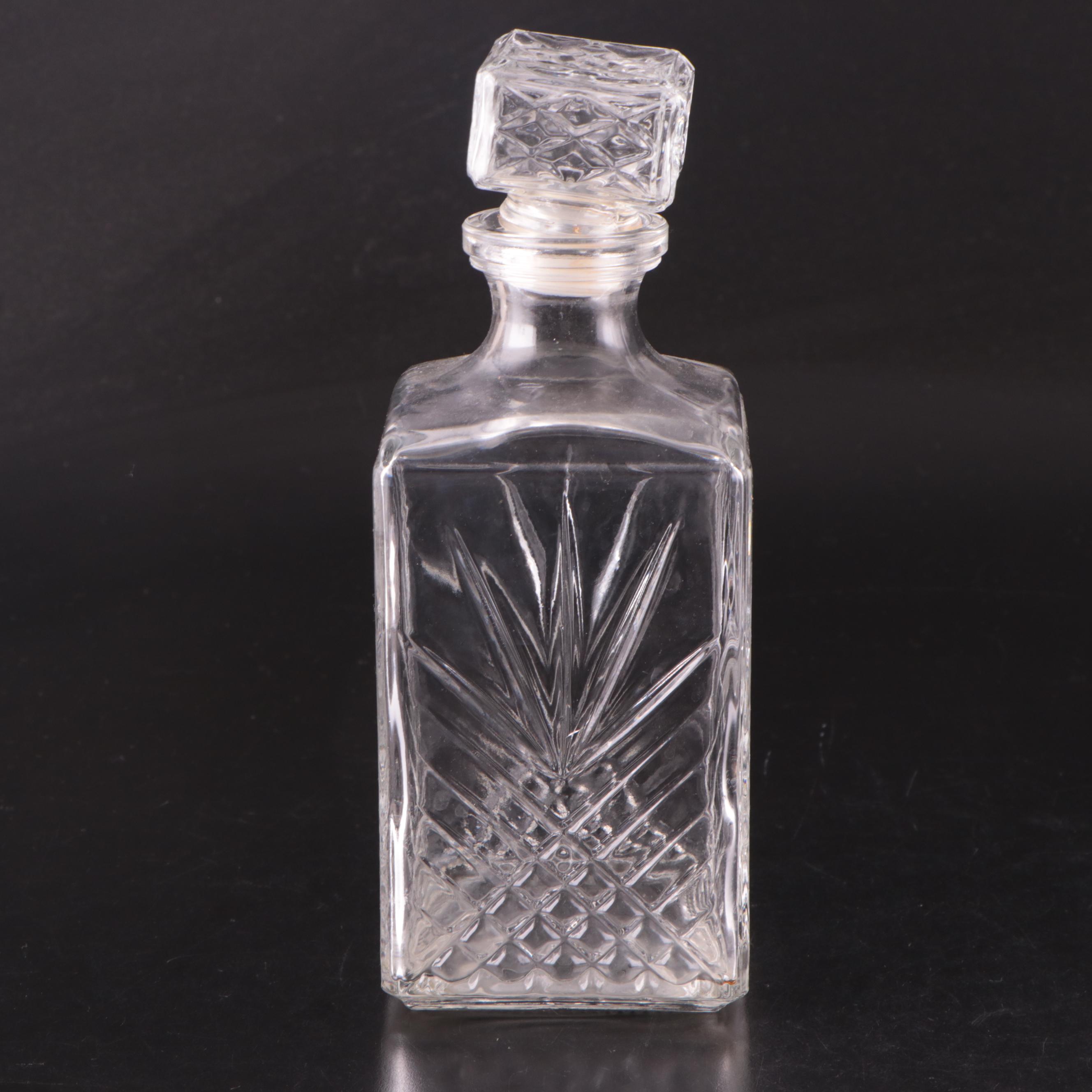 Glass Decanters with Acrylic and Metal Serving Trays