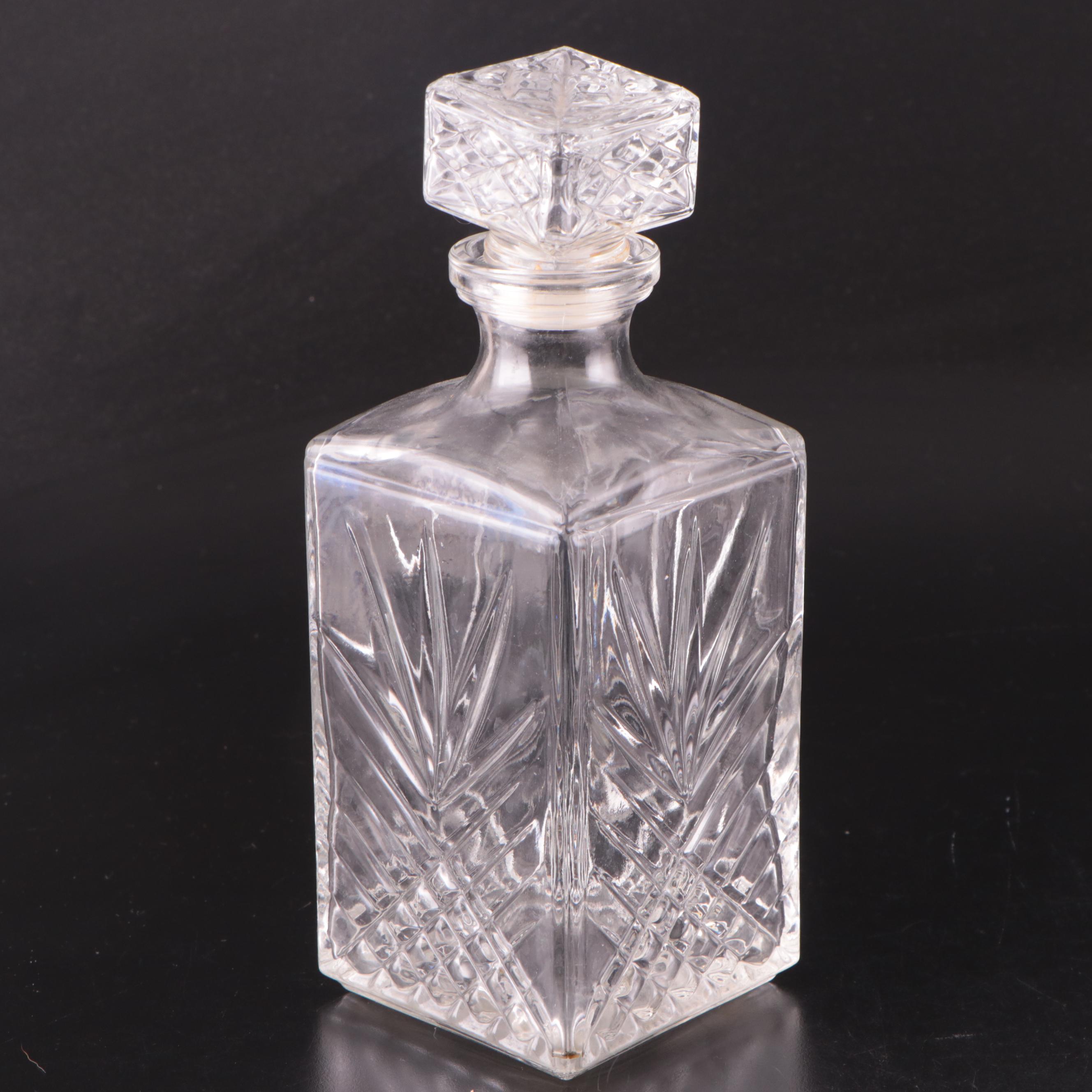 Glass Decanters with Acrylic and Metal Serving Trays