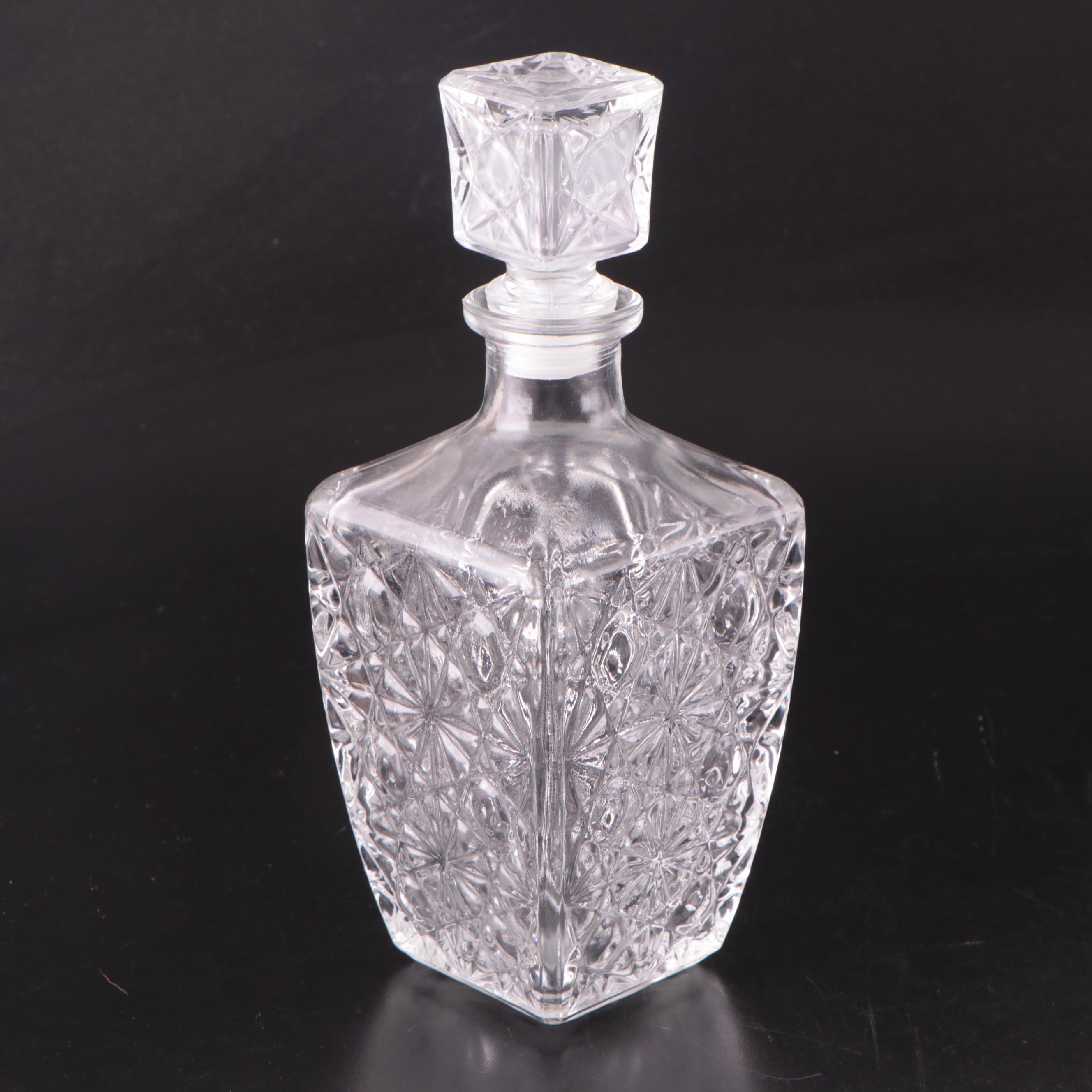 Glass Decanters with Acrylic and Metal Serving Trays