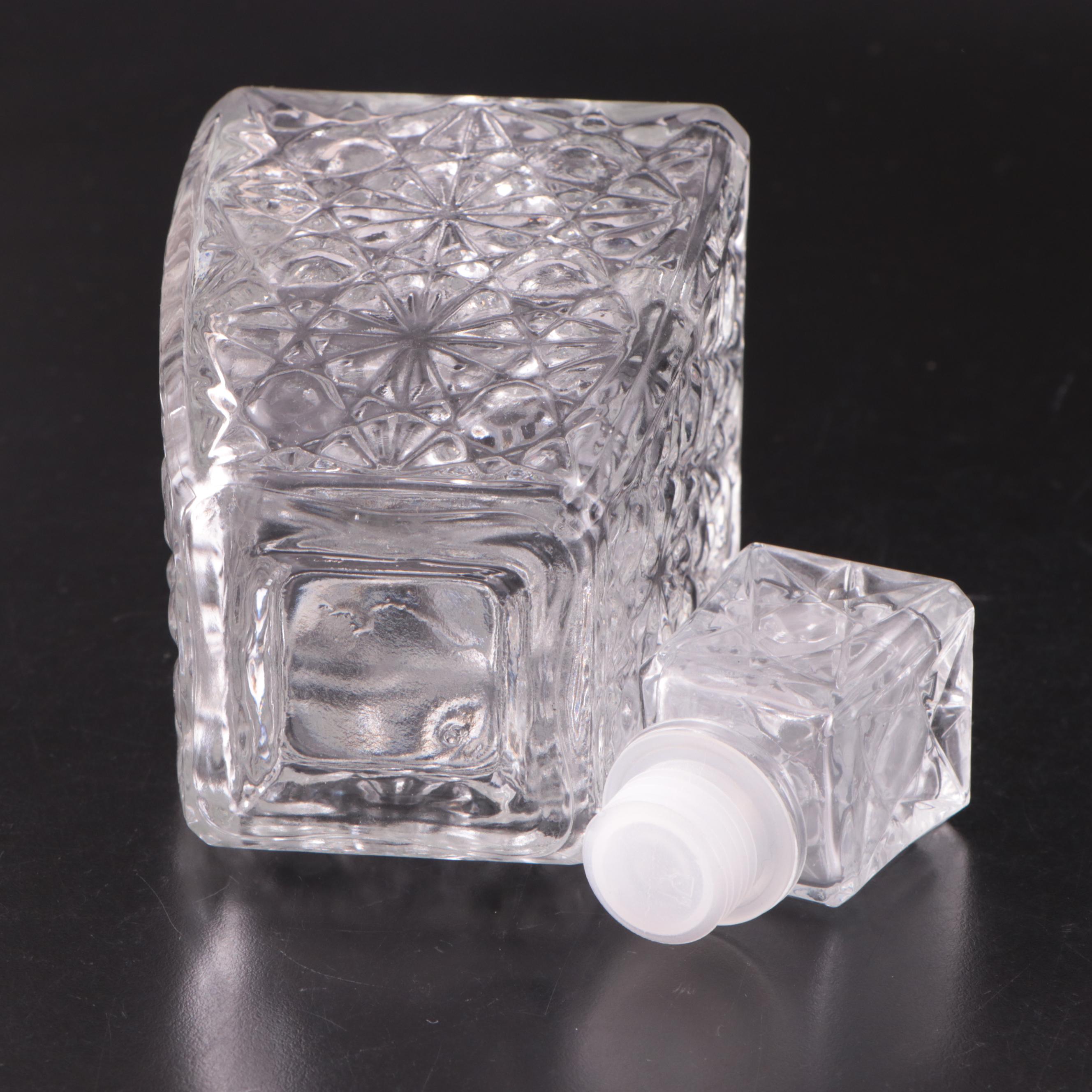 Glass Decanters with Acrylic and Metal Serving Trays