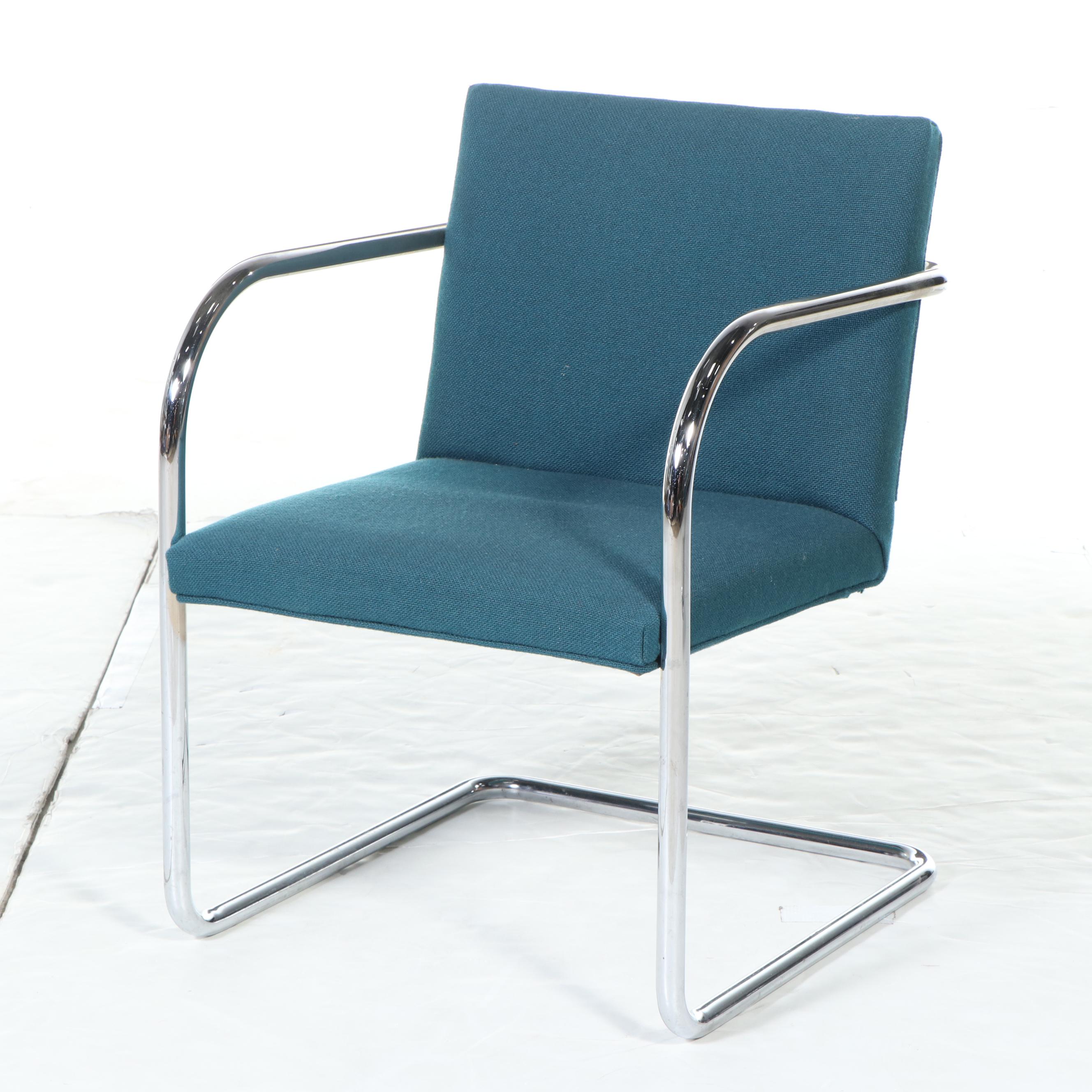 Pair of Thonet Industries Upholstered and Chromed Metal Cantilever Armchairs