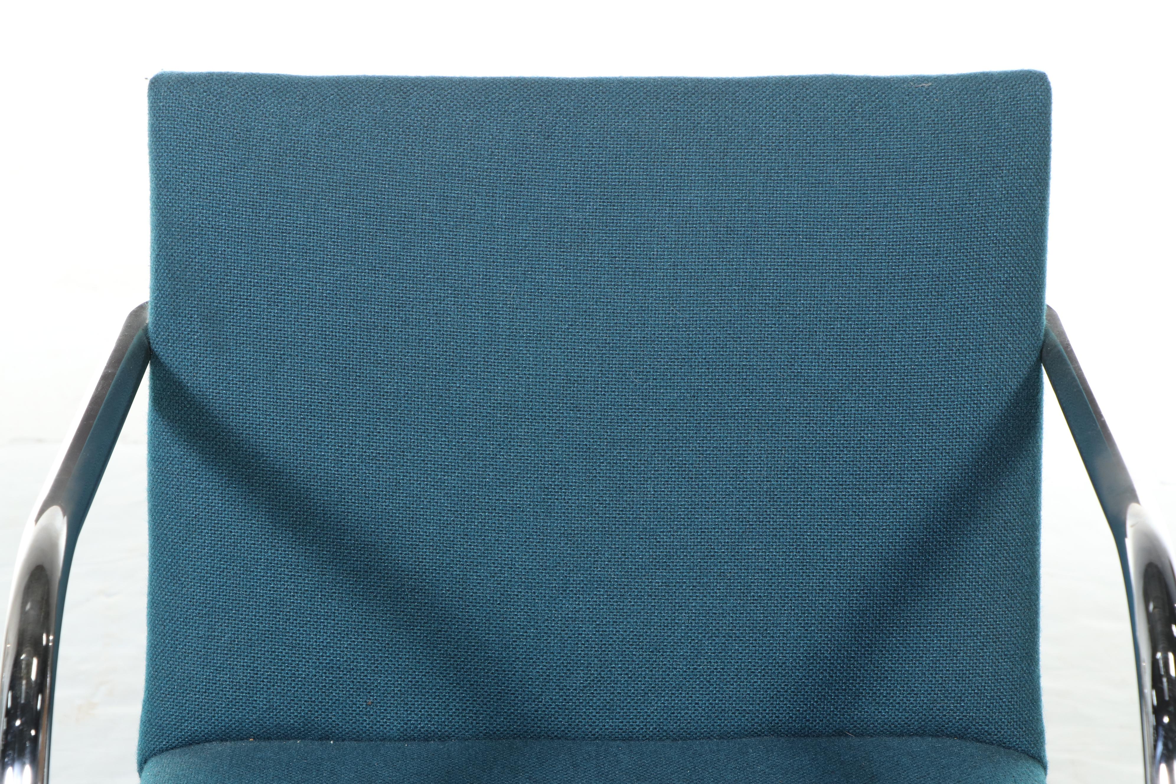 Pair of Thonet Industries Upholstered and Chromed Metal Cantilever Armchairs