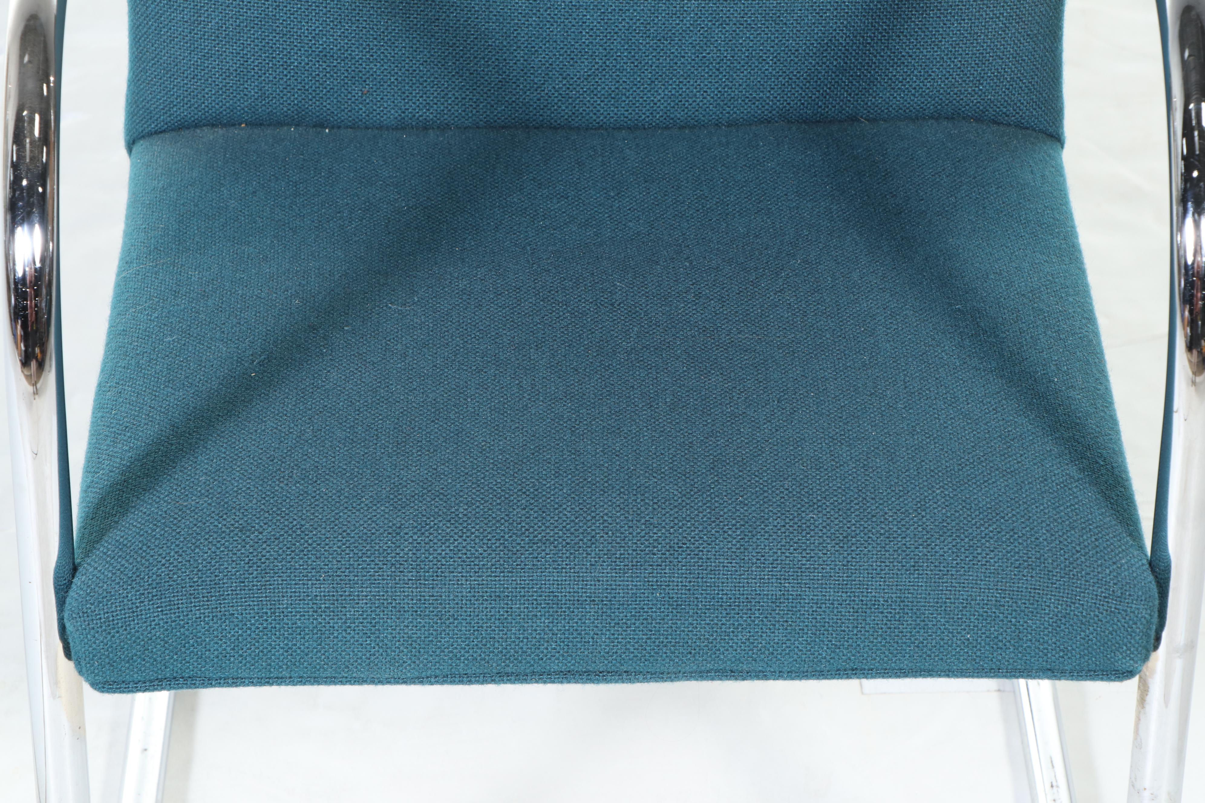 Pair of Thonet Industries Upholstered and Chromed Metal Cantilever Armchairs