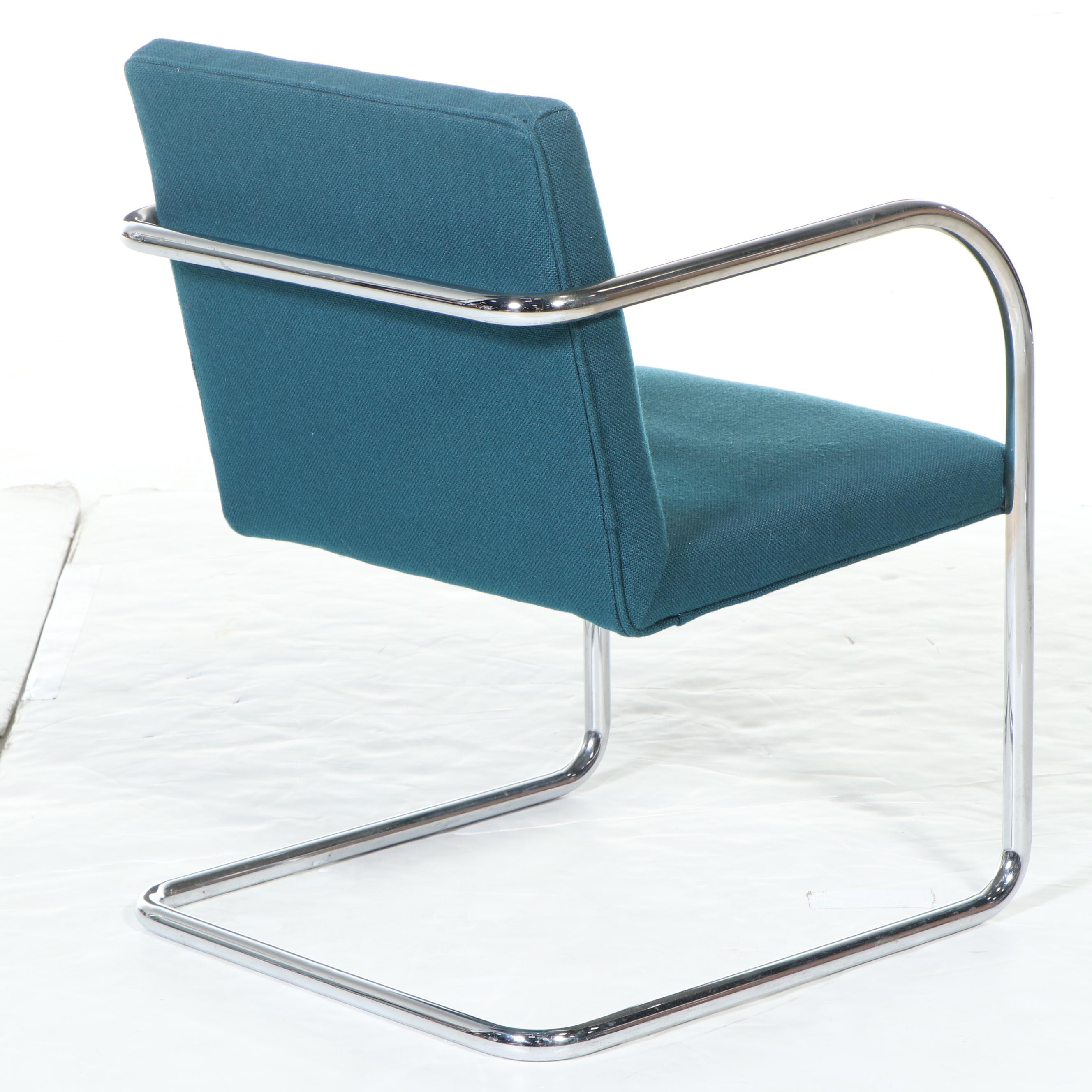 Pair of Thonet Industries Upholstered and Chromed Metal Cantilever Armchairs