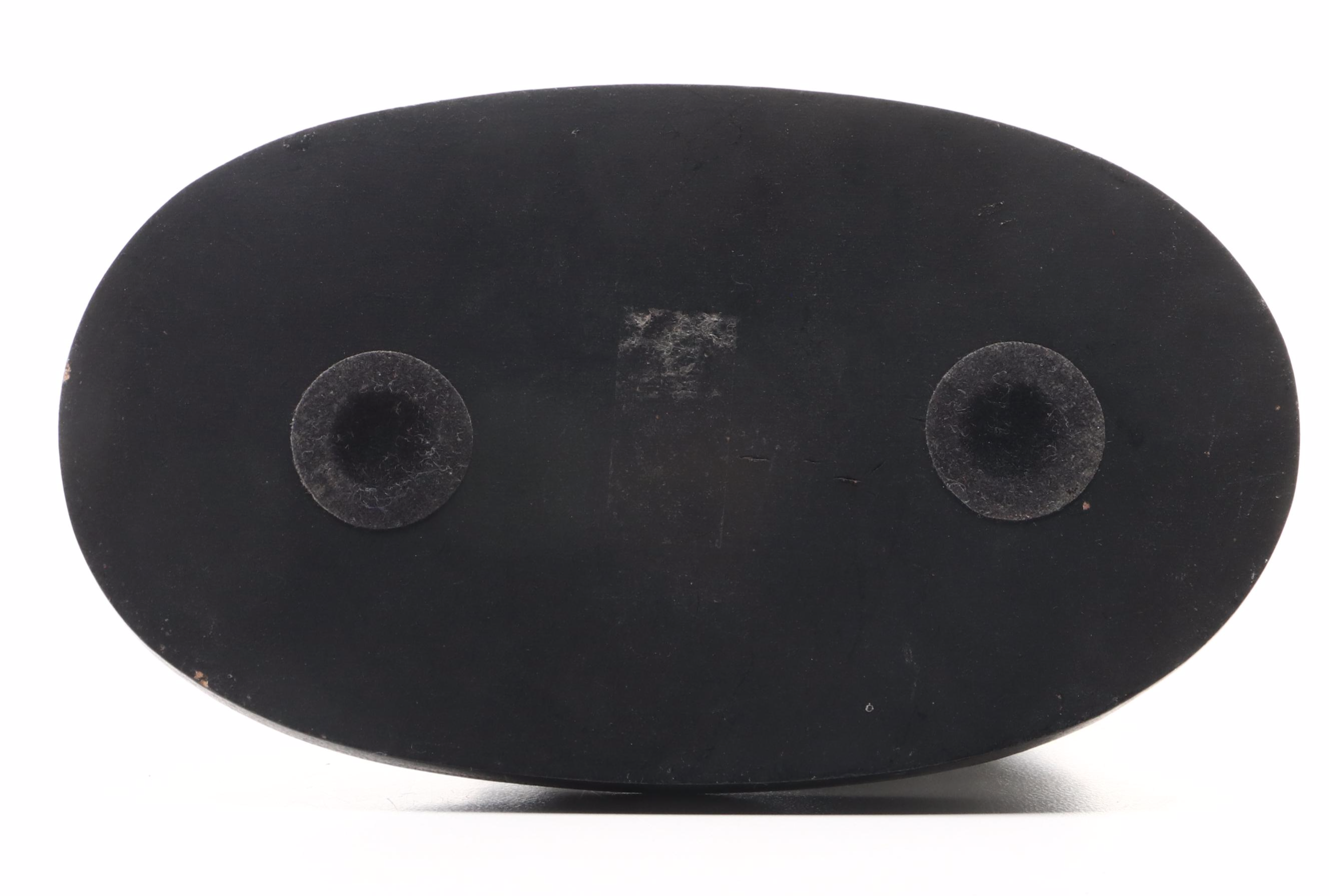 Metal Rabbit Figurine with Ebonized Wood Base