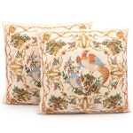 Salvatore Ferragamo Silk Scarf Style Bird Throw Pillows