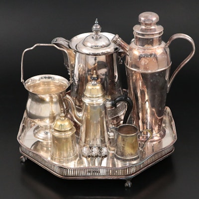 Apollo Silver Plate Cocktail Shaker with Other Silver Plate Serveware