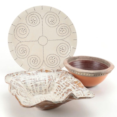 Etta B Hand Built Ceramic Bowl with Wheel Thrown Bowl and Global Views Platter