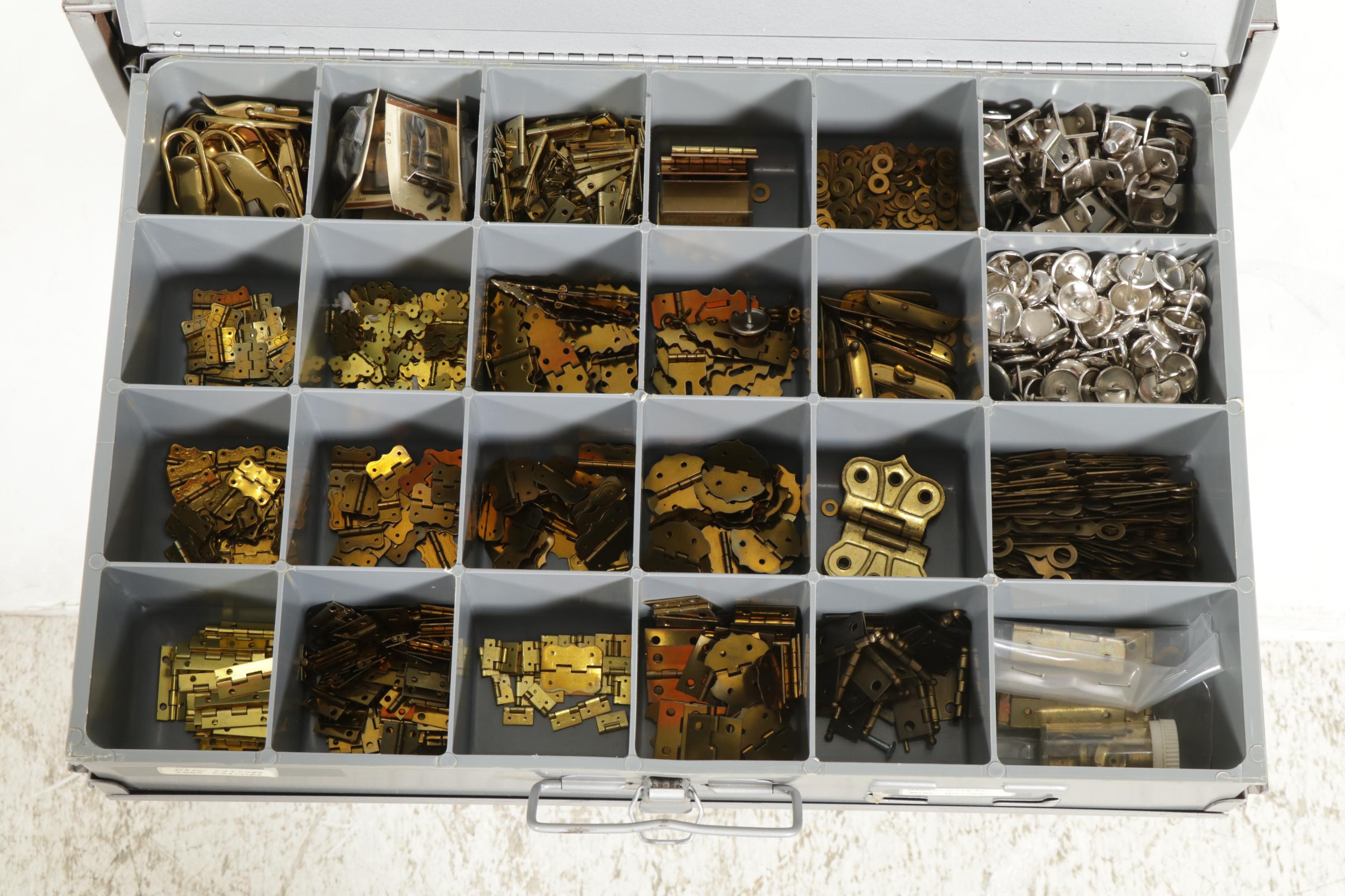 Metal Four-Box Small Parts Cabinet with Assorted Hardware