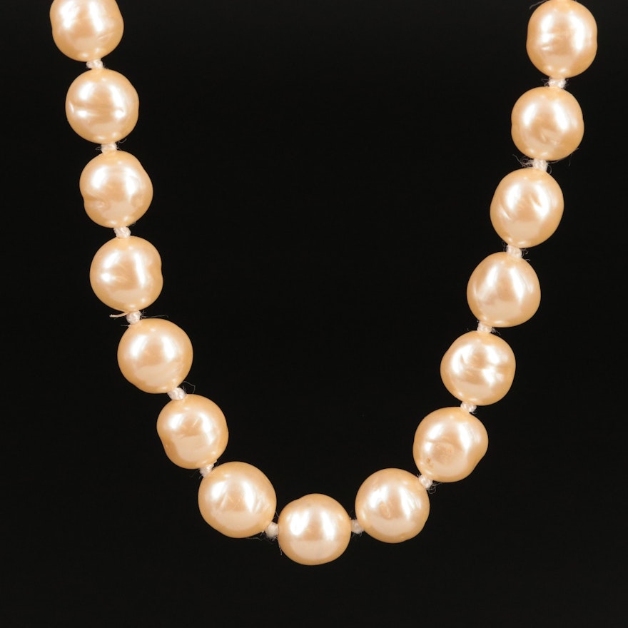 Chanel Faux Pearl Rope Length Necklace