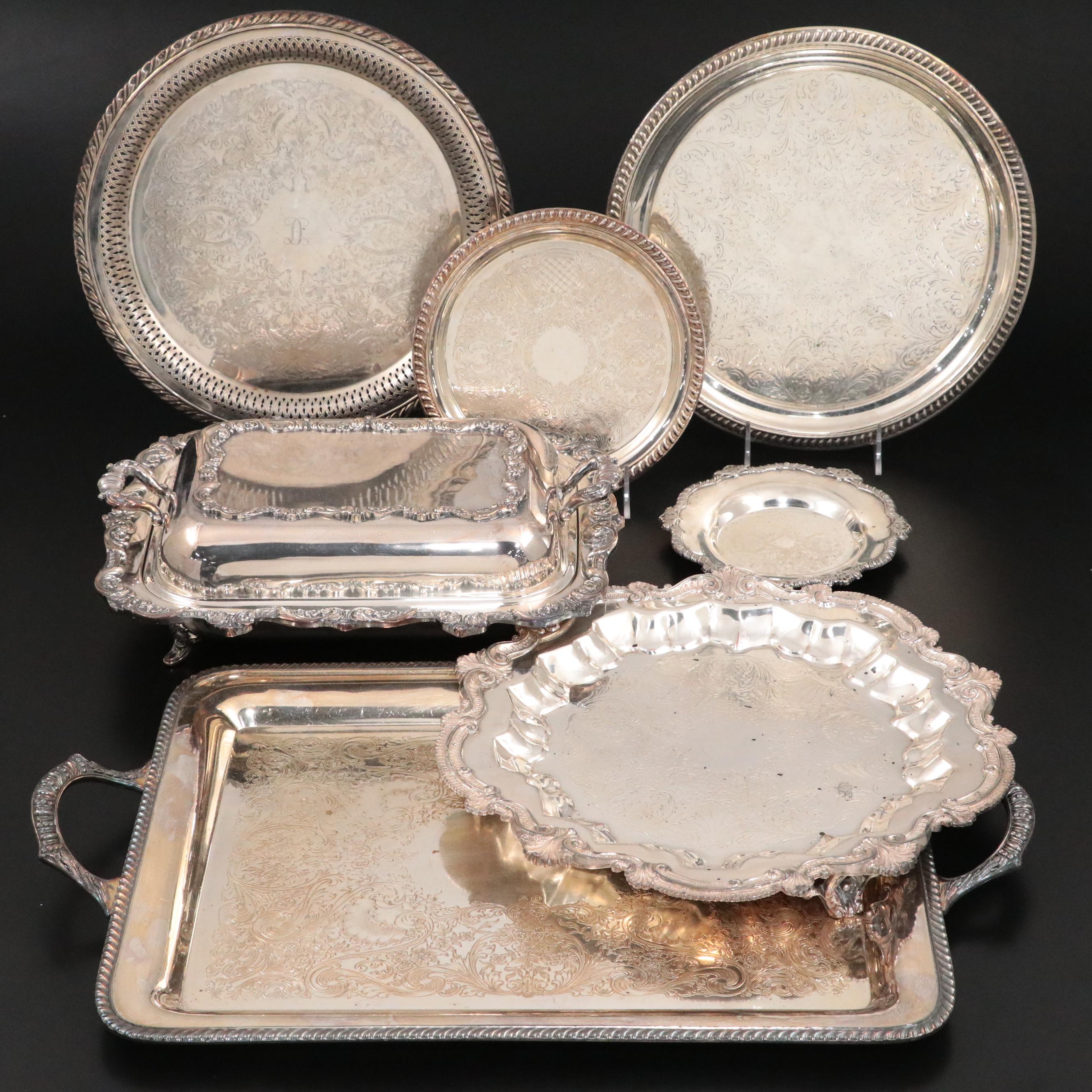 Poole "Old English" Silver Plate Divided Vegetable Bowl with Other Silver Plate