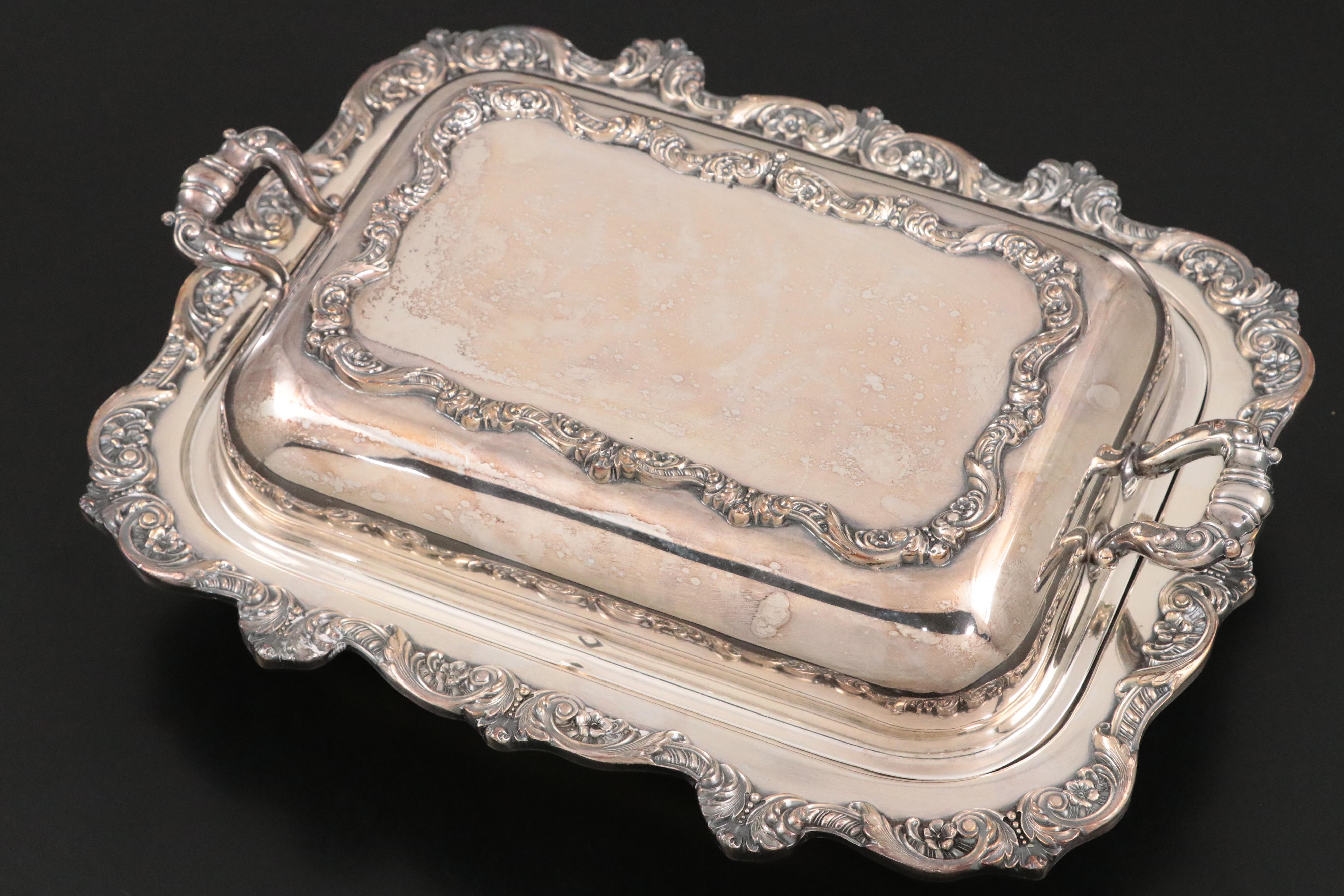 Poole "Old English" Silver Plate Divided Vegetable Bowl with Other Silver Plate