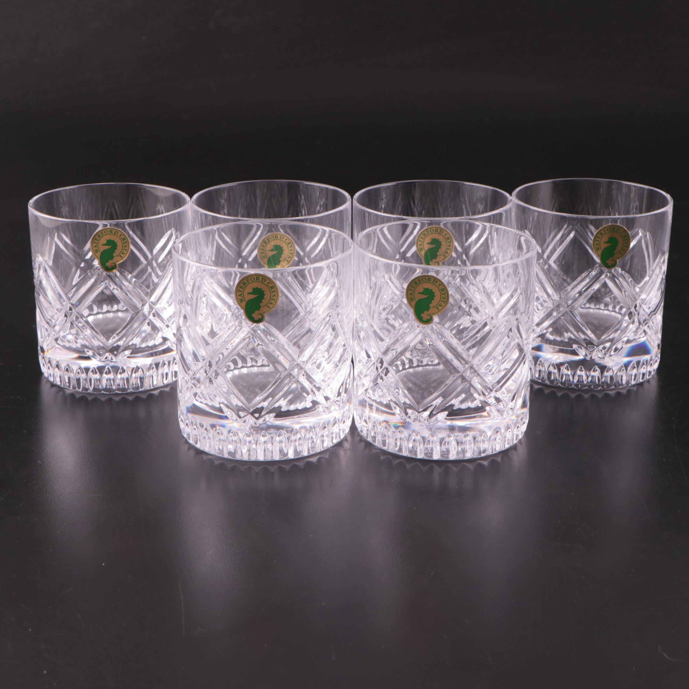 Waterford Diamond Pattern Crystal Lowball Glasses and Decanter