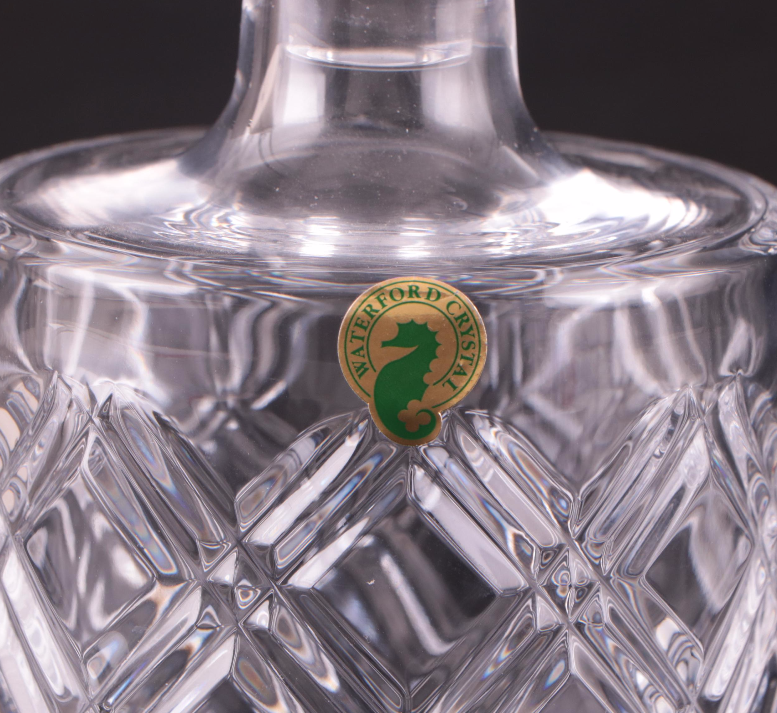 Waterford Diamond Pattern Crystal Lowball Glasses and Decanter