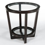 Bernhardt Modernist Style Hardwood and Glass Two-Tier Side Table
