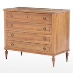 Neoclassical Style Pecan Four-Drawer Chest, Mid-20th Century