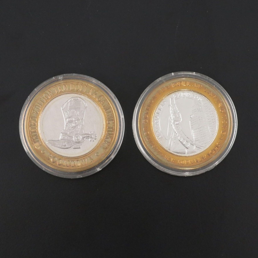 Two Limited Edition 99.9% Silver $10 Gaming Tokens