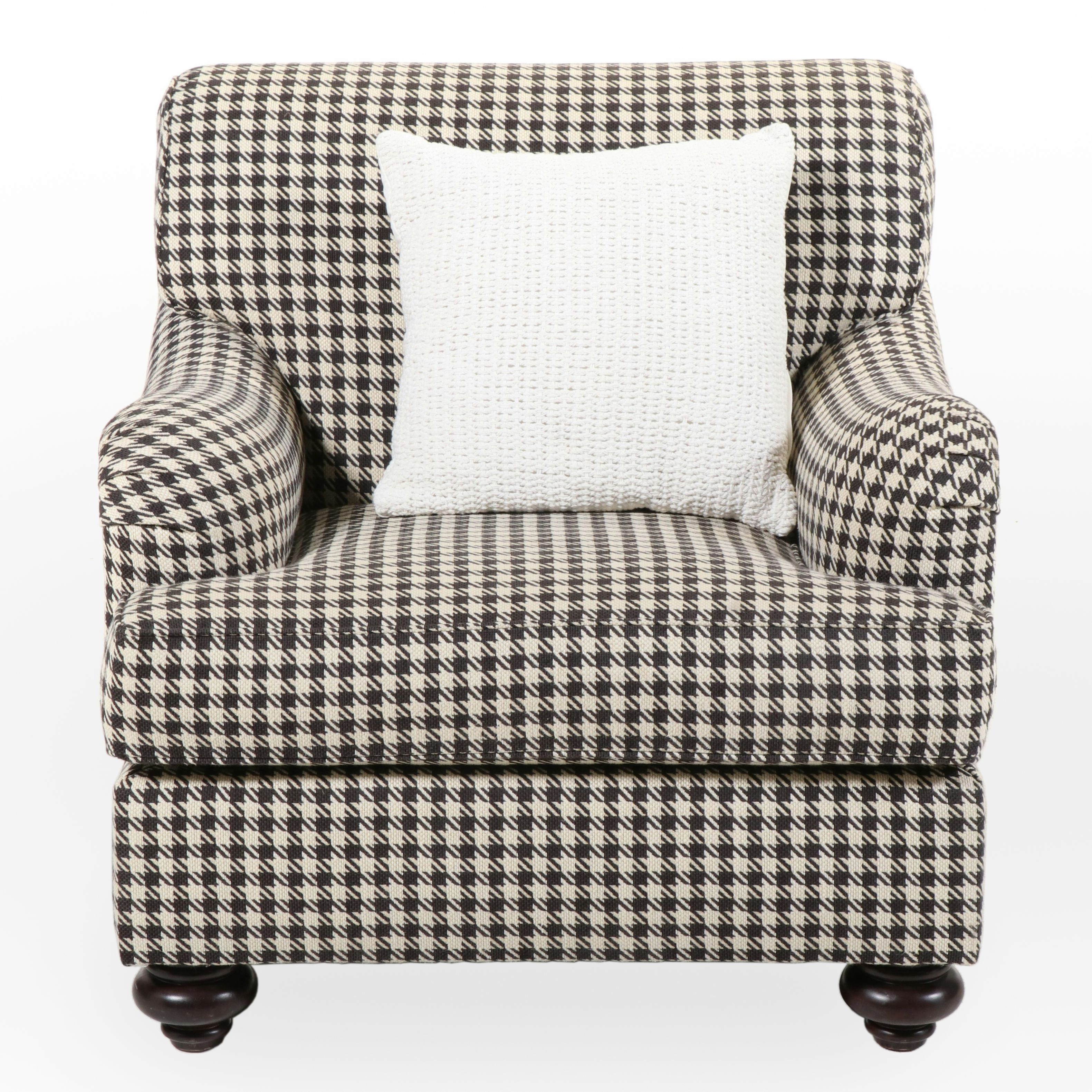 Henredon Houndstooth-Upholstered English Roll-Arm Easy Chair