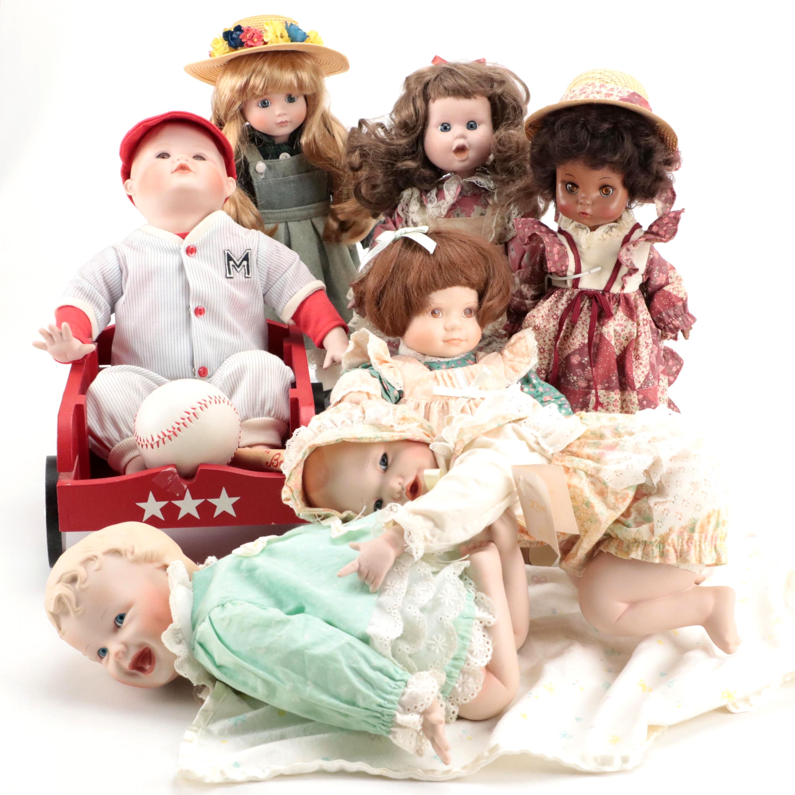 "Jessica" and Other Yolanda Bello for Ashton Drake and Other Dolls and Wagon