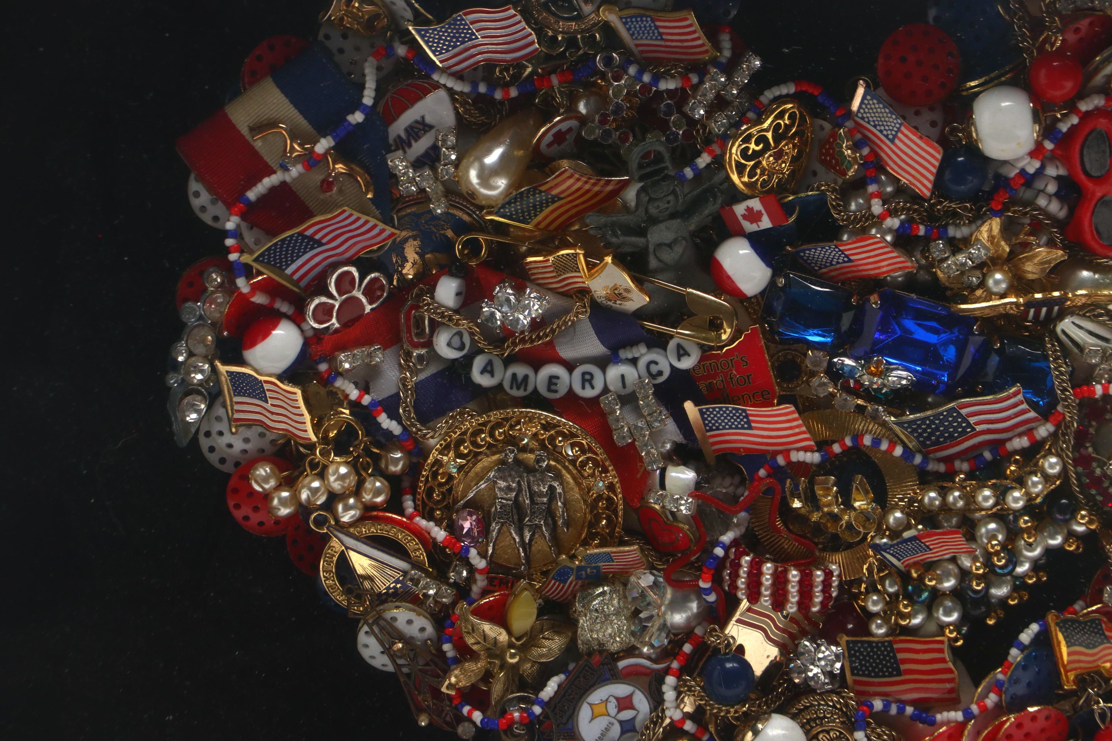 Fashion Jewelry Heart Assemblage in Shadowbox